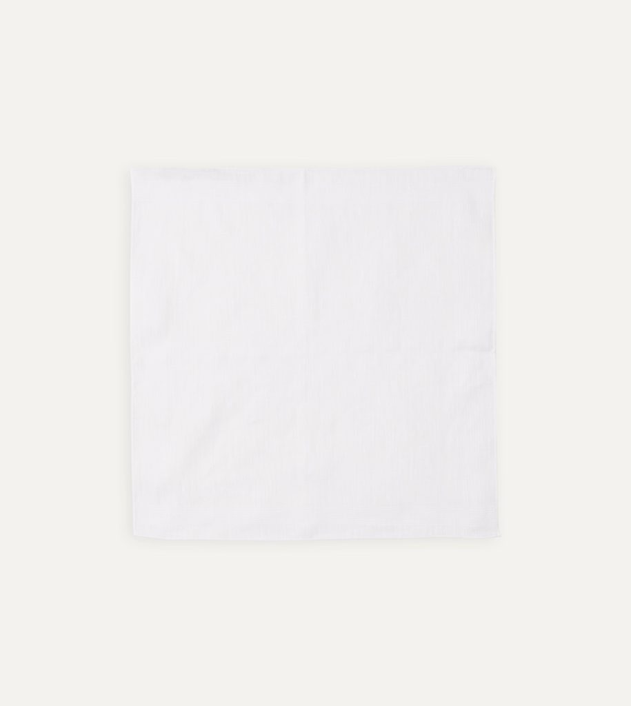White Linen Pocket Square