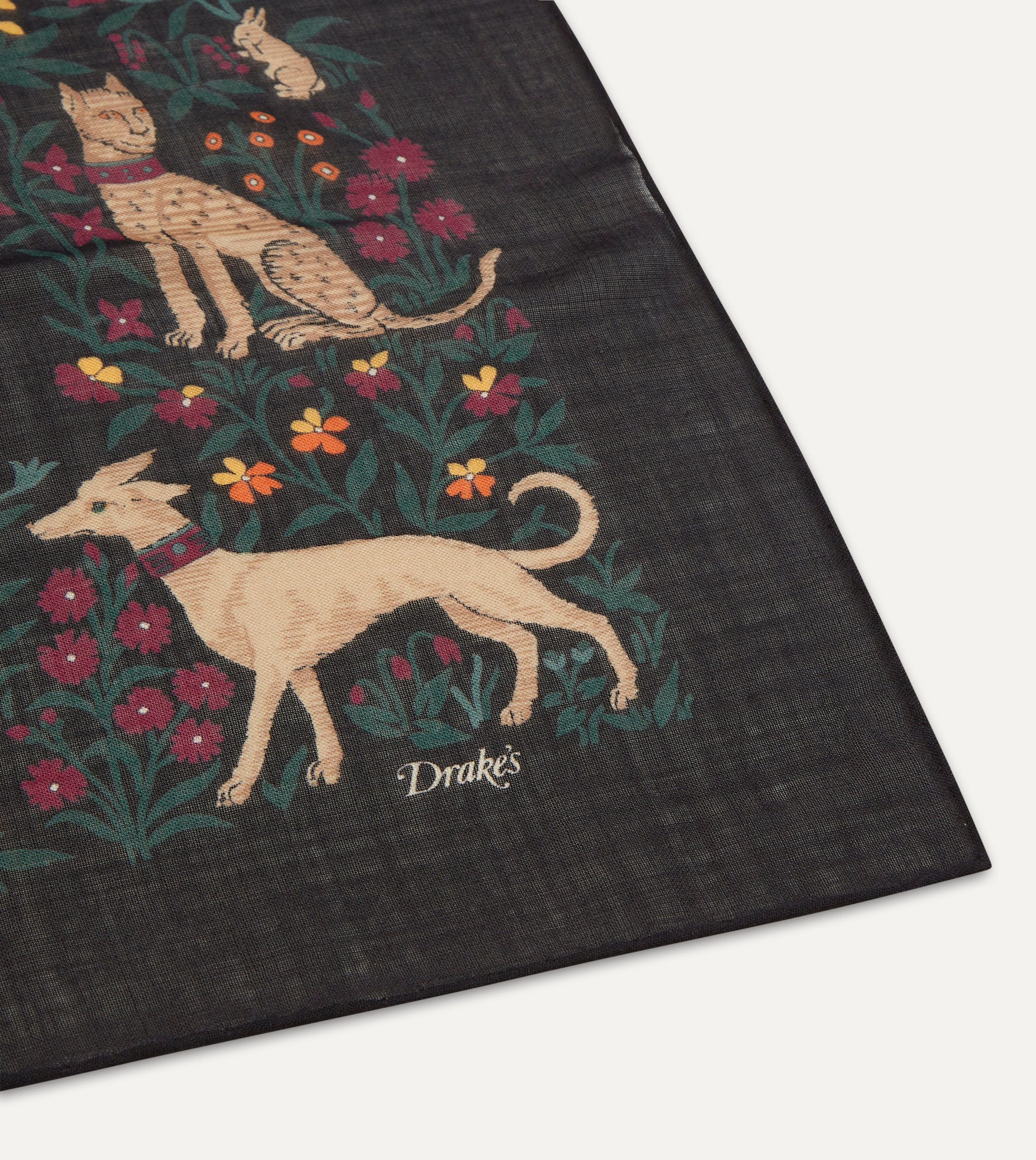 Black Unicorn Print Wool-Silk Square Scarf - Image 4
