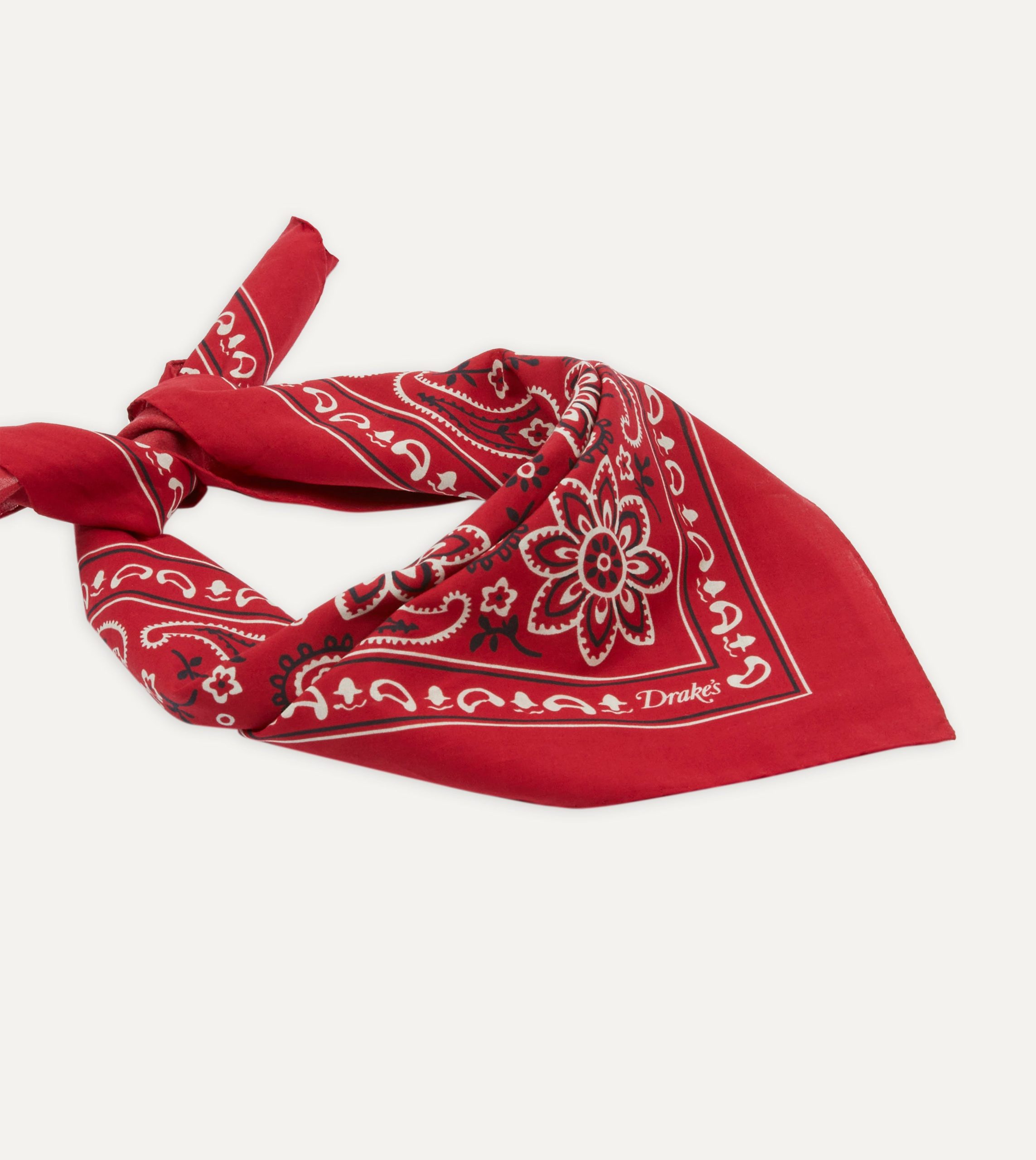 Red Paisley Print Cotton Bandana - Image 4