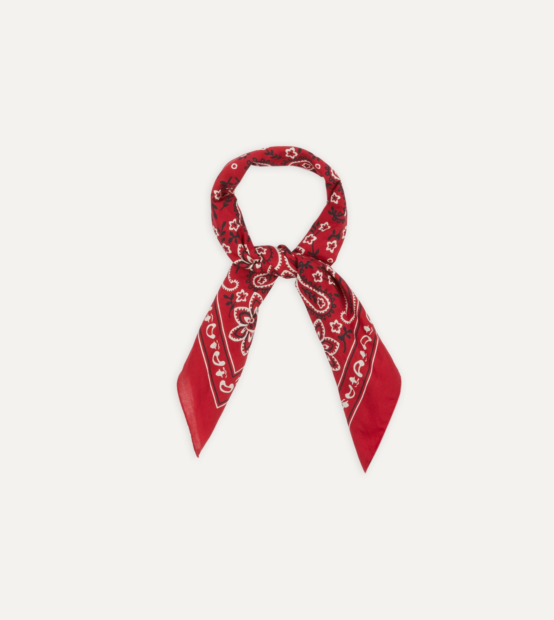 Red Paisley Print Cotton Bandana - Image 3
