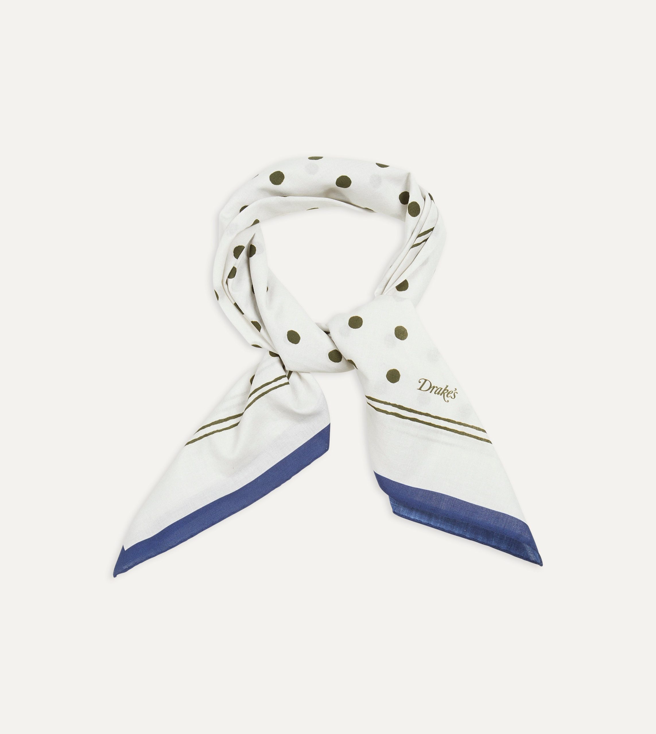 White and Green Polka Dot Print Bandana - Image 5