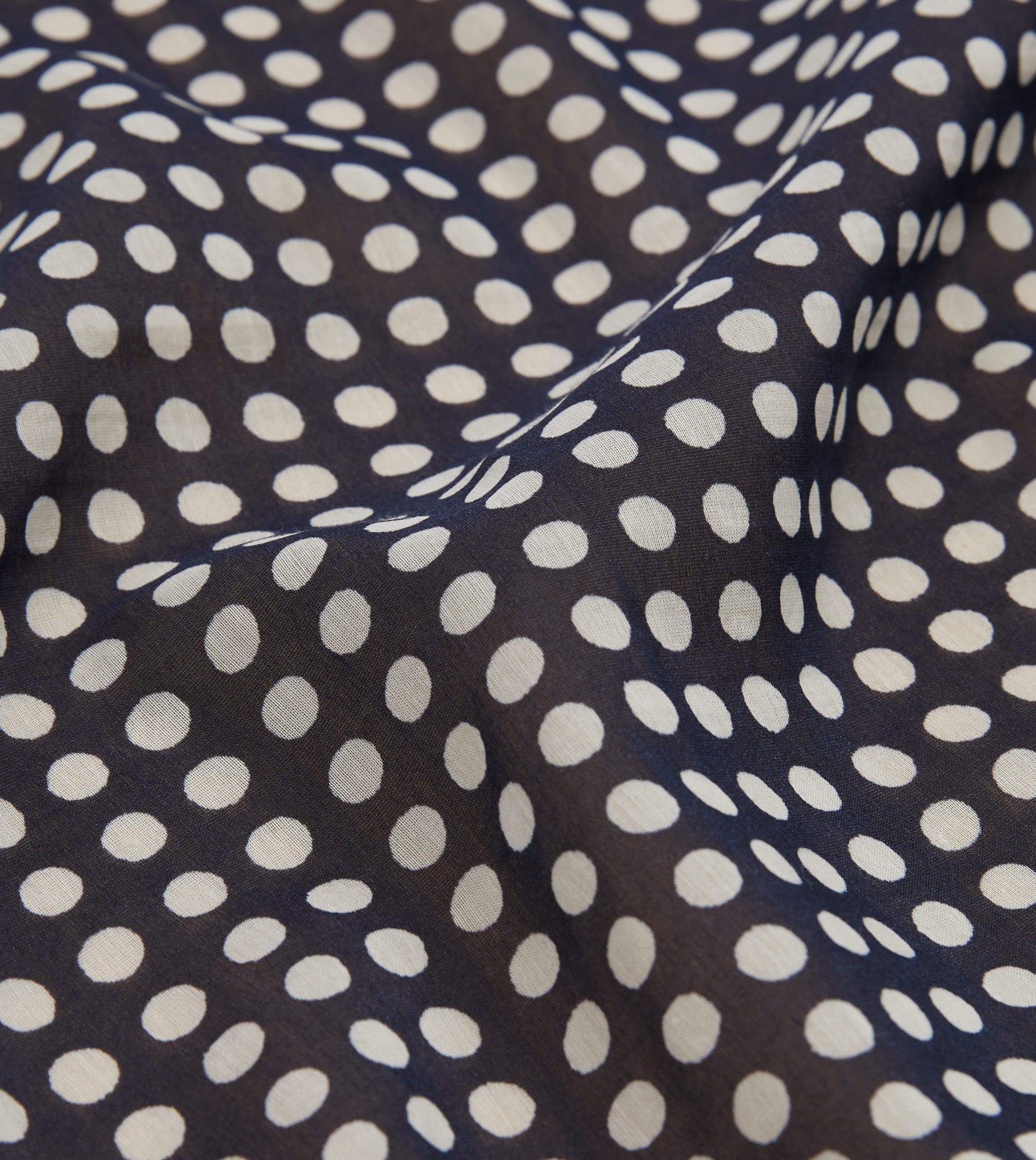 Navy Spots Print Silk-Cotton Bandana - Image 2