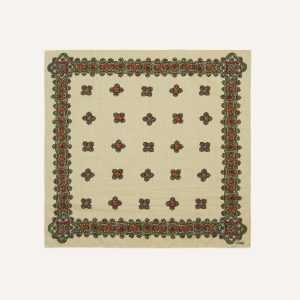 Ecru Medallion Print Cotton-Silk Bandana