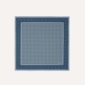 Blue Vintage Tile Print Silk Pocket Square