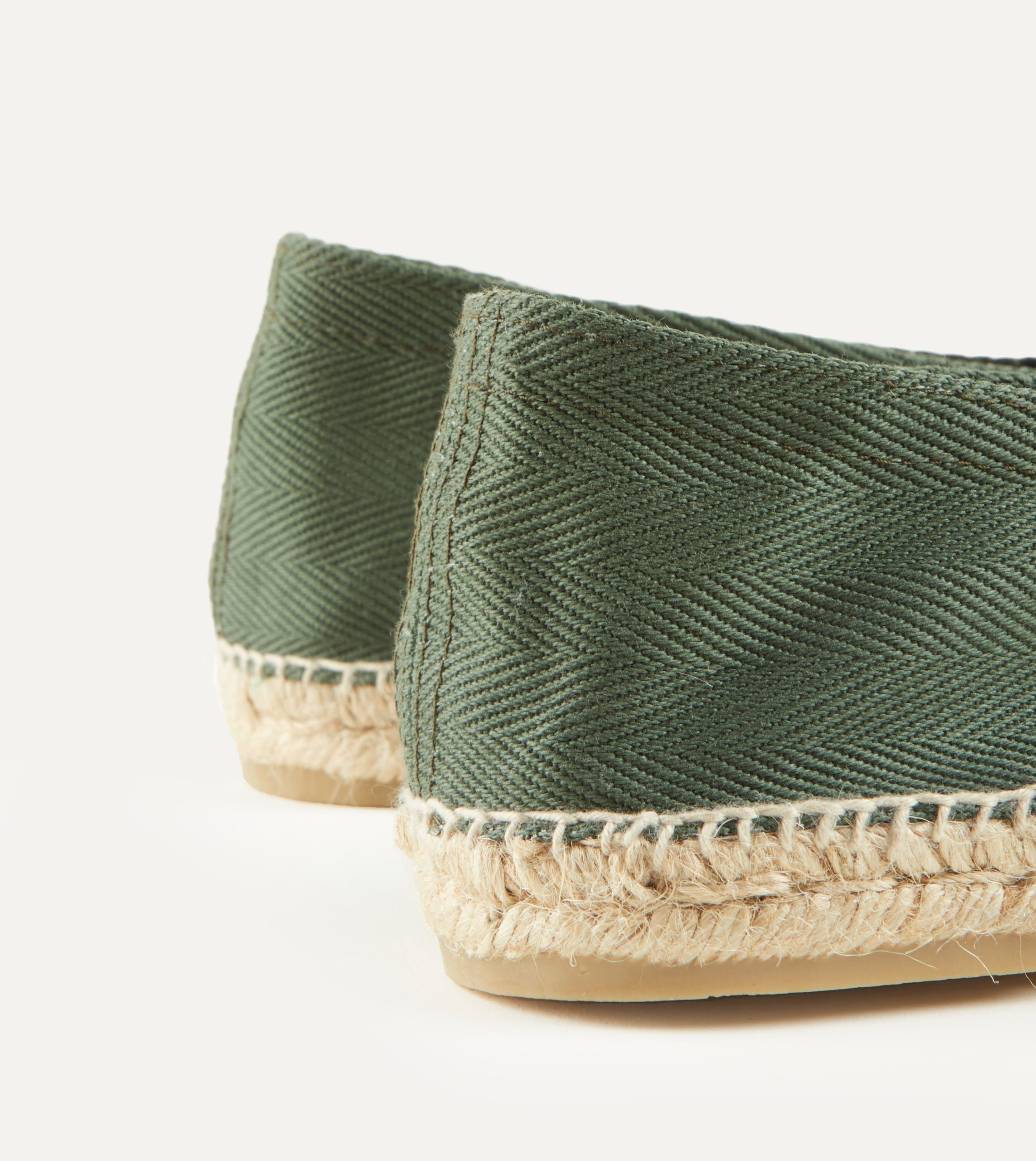 Green Herringbone Cotton Espadrilles - Image 4