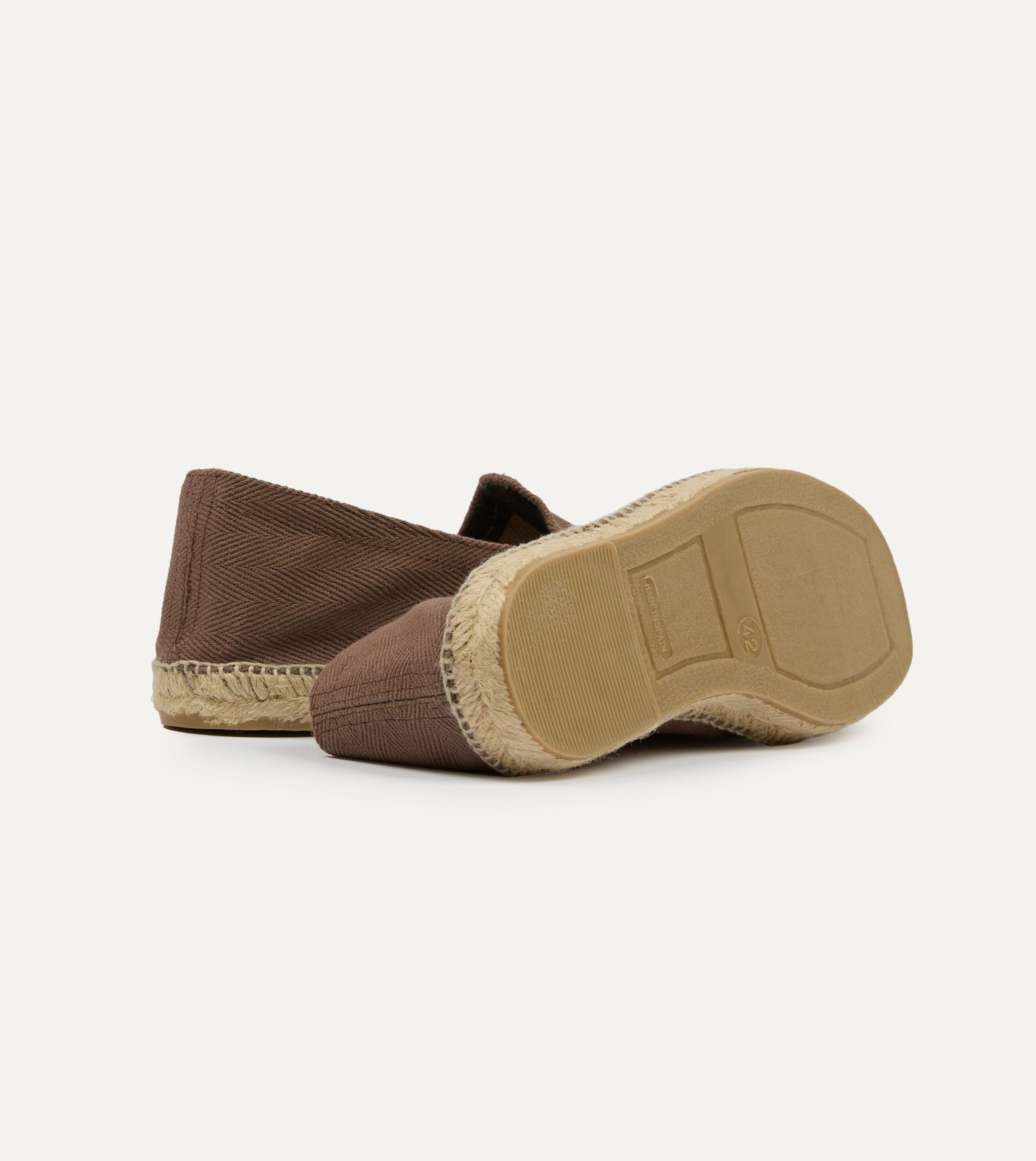 Taupe Herringbone Cotton Espadrilles - Image 2