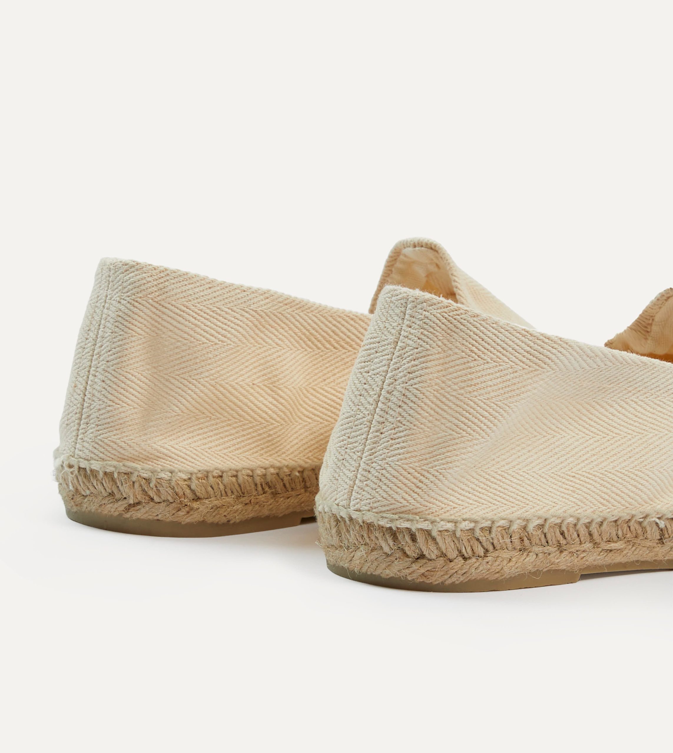 Ecru Herringbone Cotton Espadrilles - Image 5