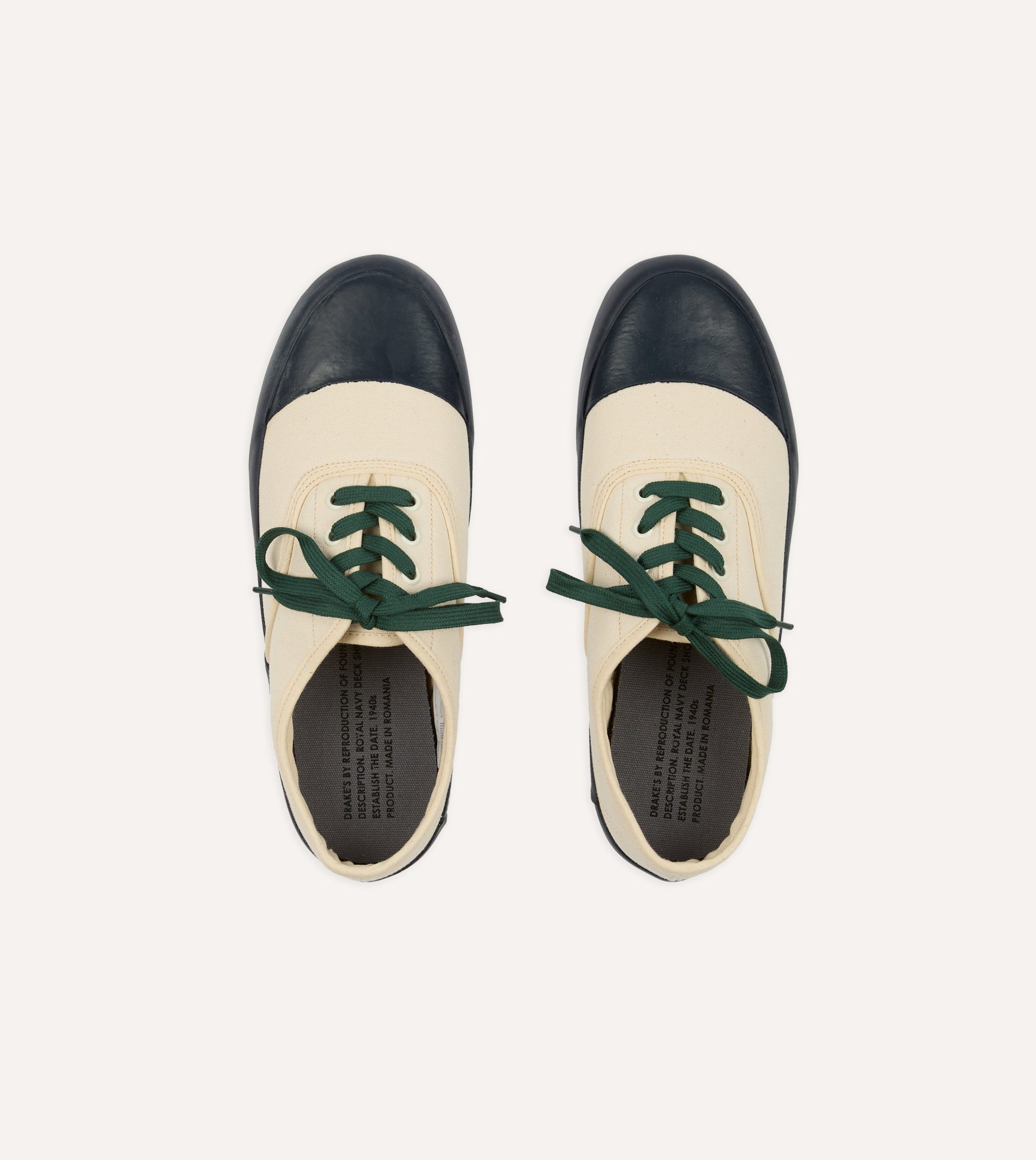 Drake's By Reproduction of Found Ecru and Navy Military Trainer - Image 4