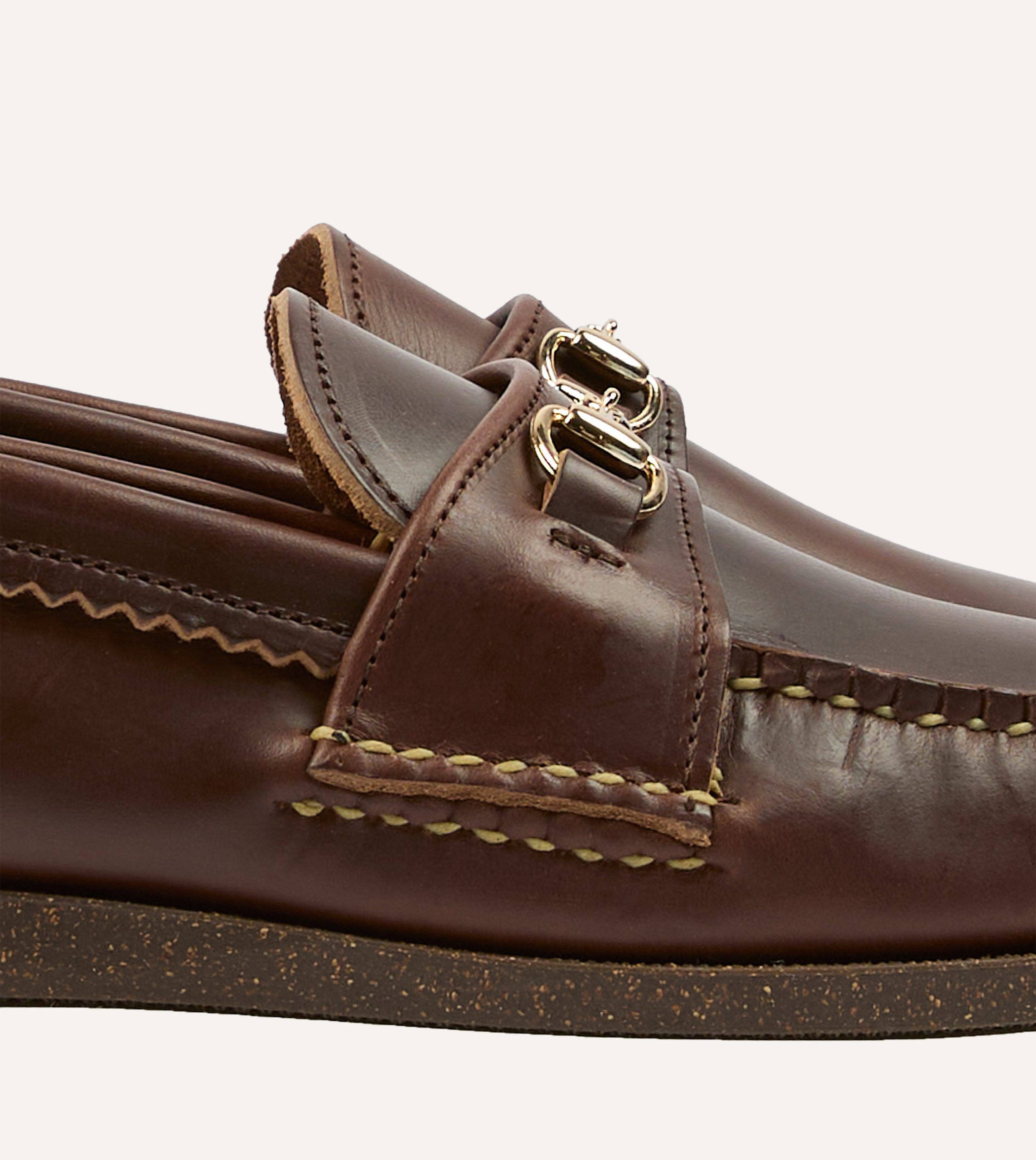 Yuketen Brown Leather Bit Loafer with Camp Sole - Image 3