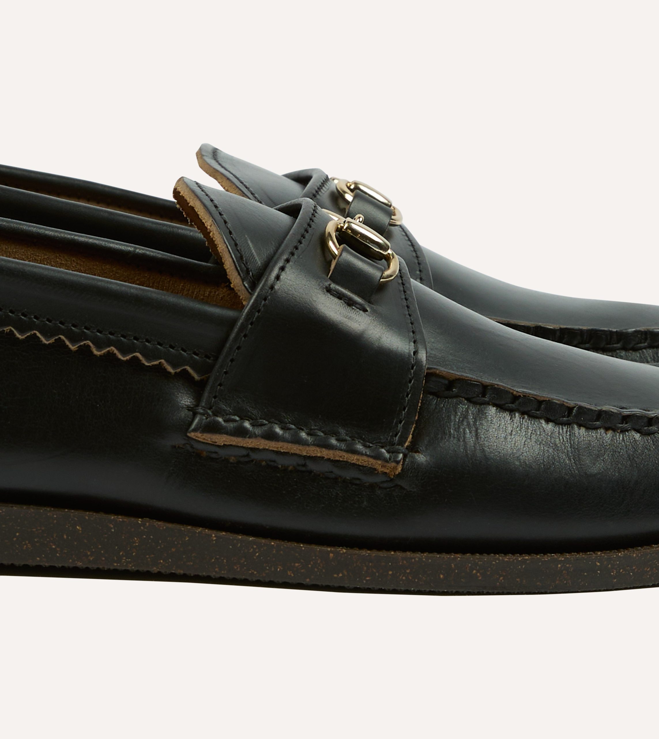 Yuketen Black Leather Bit Loafer with Camp Sole - Image 3