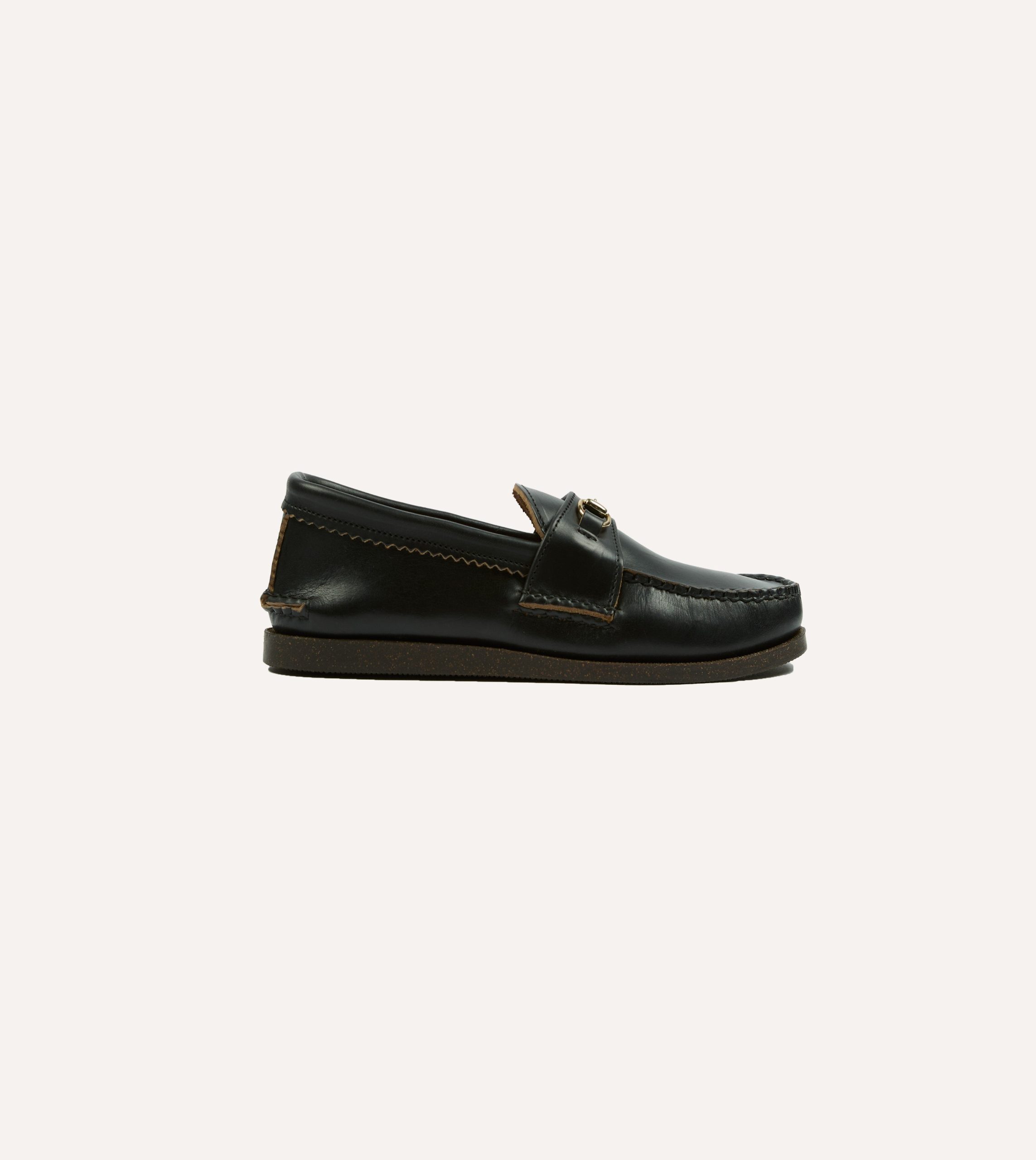 Yuketen Black Leather Bit Loafer with Camp Sole - Image 6