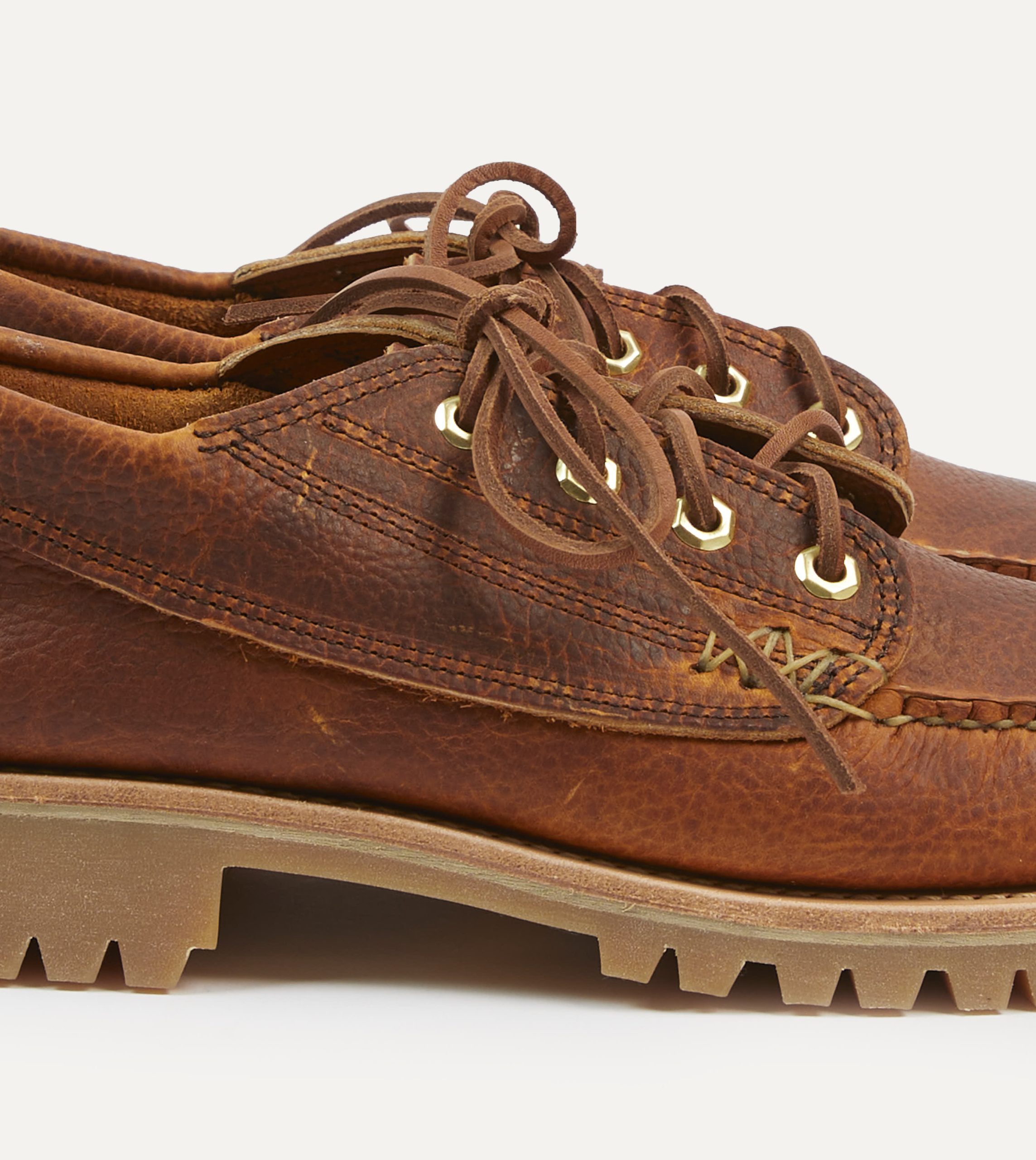 Yuketen Brown Leather Angler Moc Shoe - Image 3