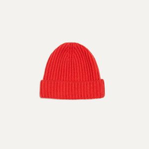 Orange Cashmere Ribbed Knit Cap