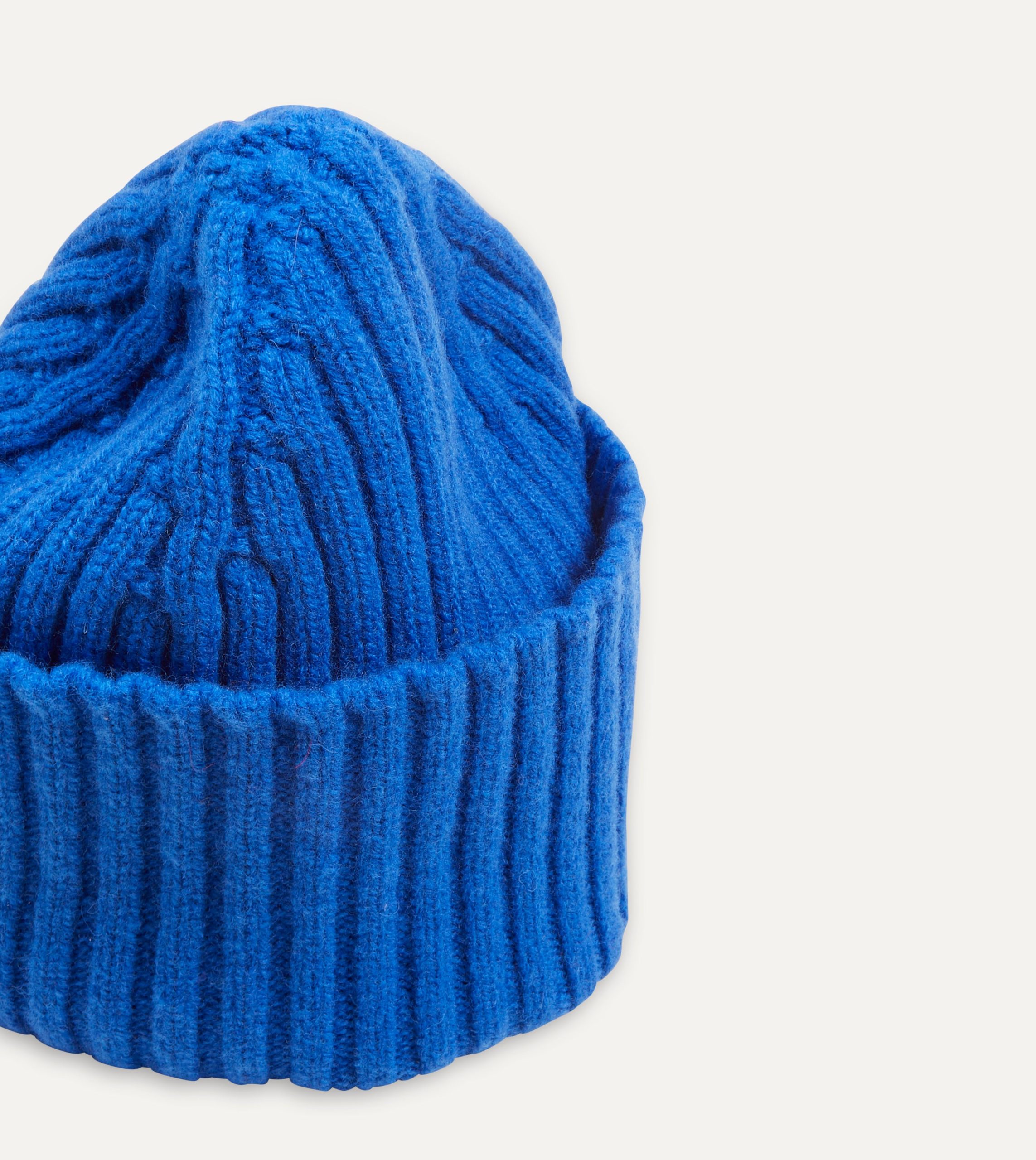 Blue Lambswool Ribbed Knit Cap - Image 4