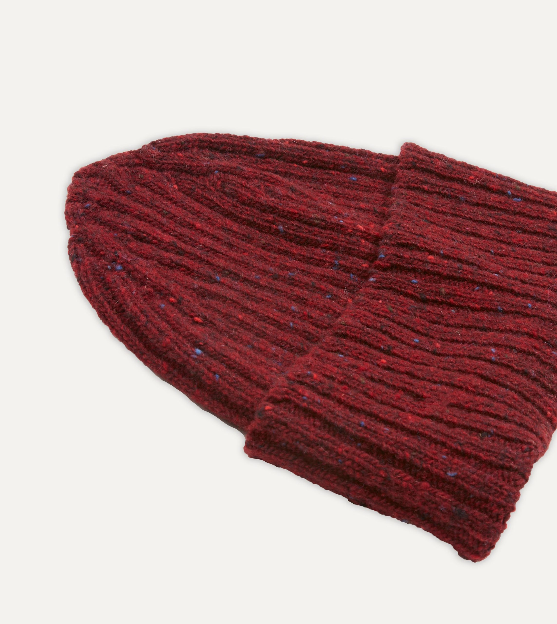 Red Donegal Ribbed Merino Knit Cap - Image 3