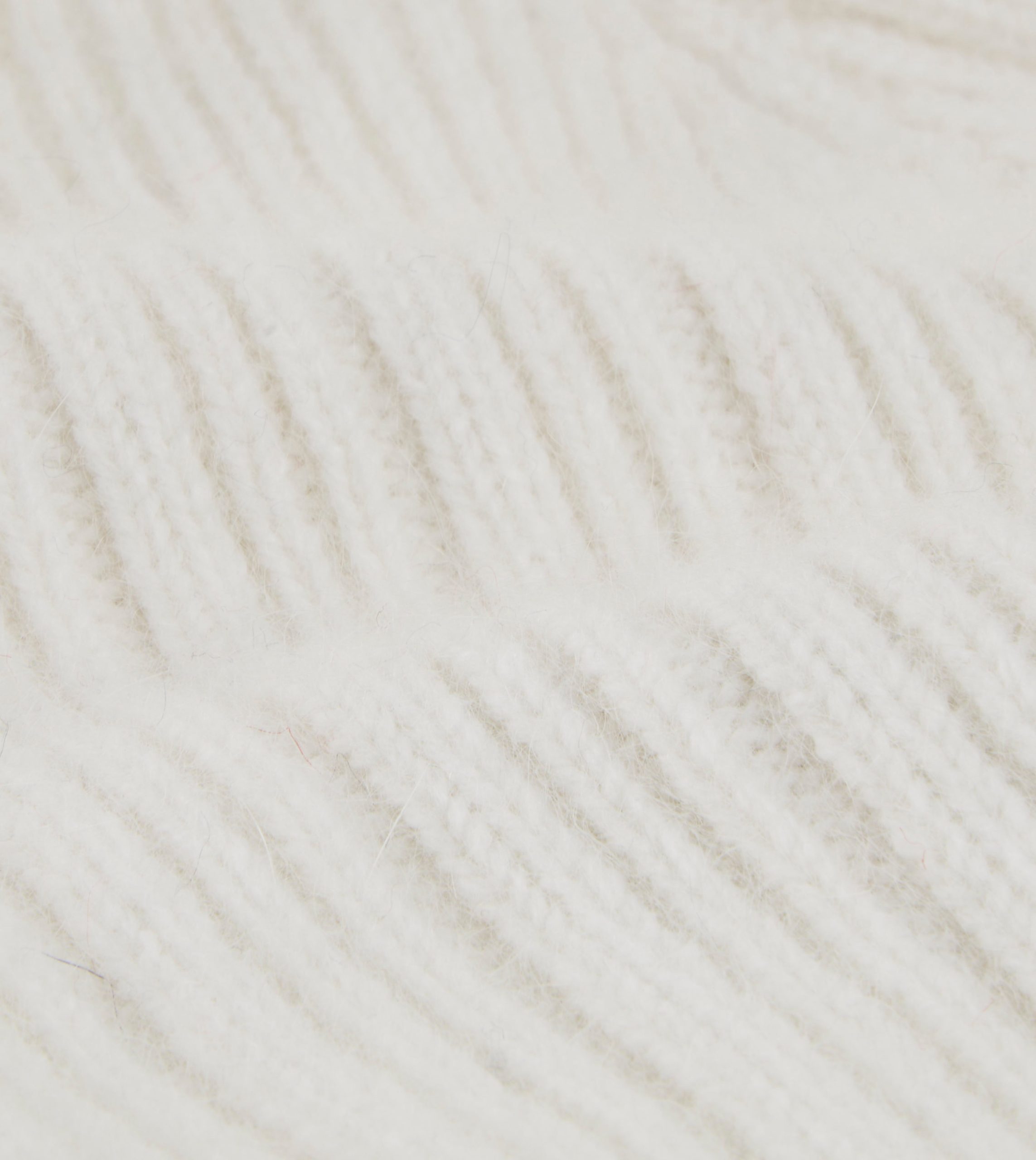 White Angora Lambswool Ribbed Bobble Knit Hat - Image 2