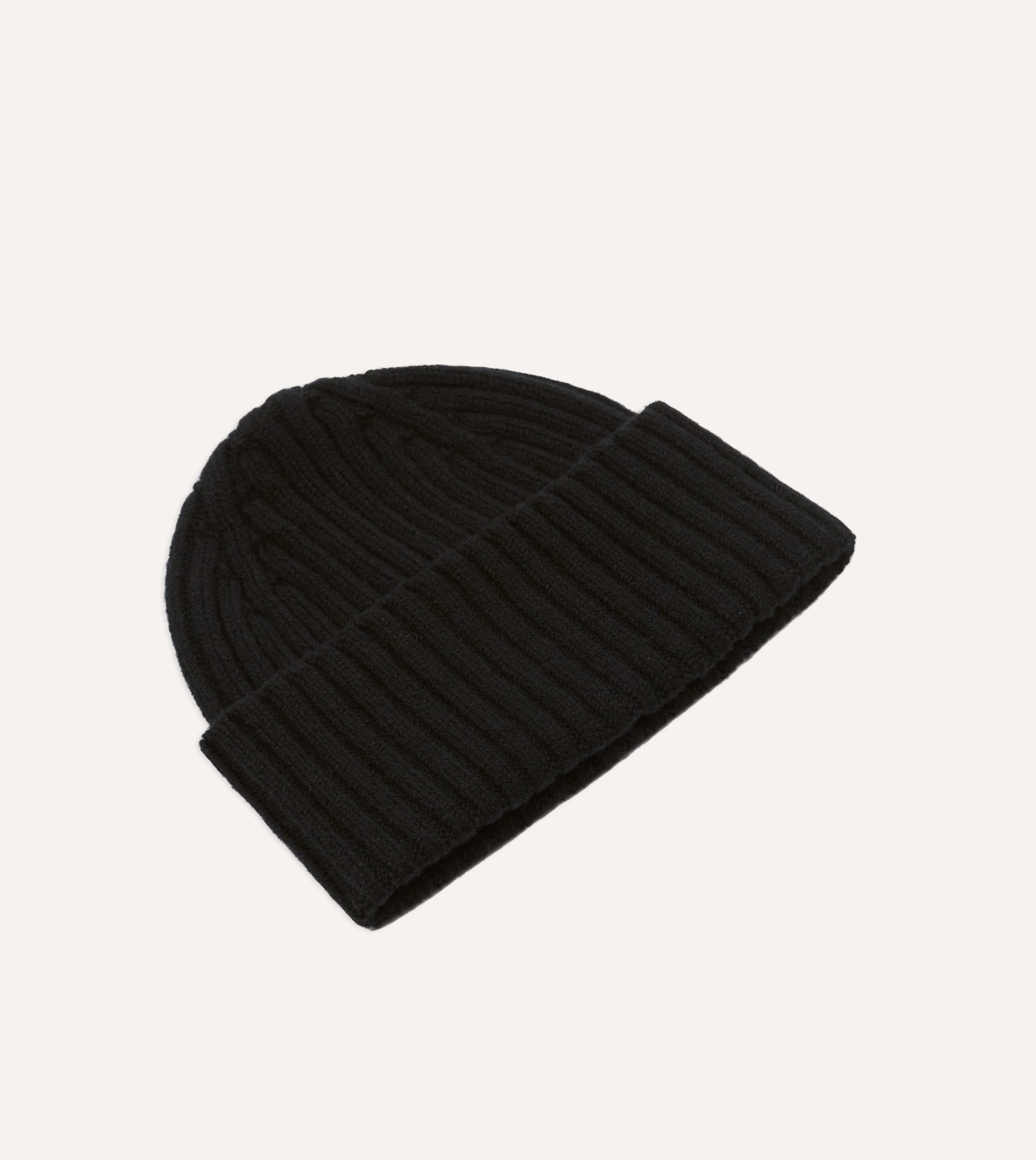 Black Lambswool Ribbed Knit Cap - Image 4