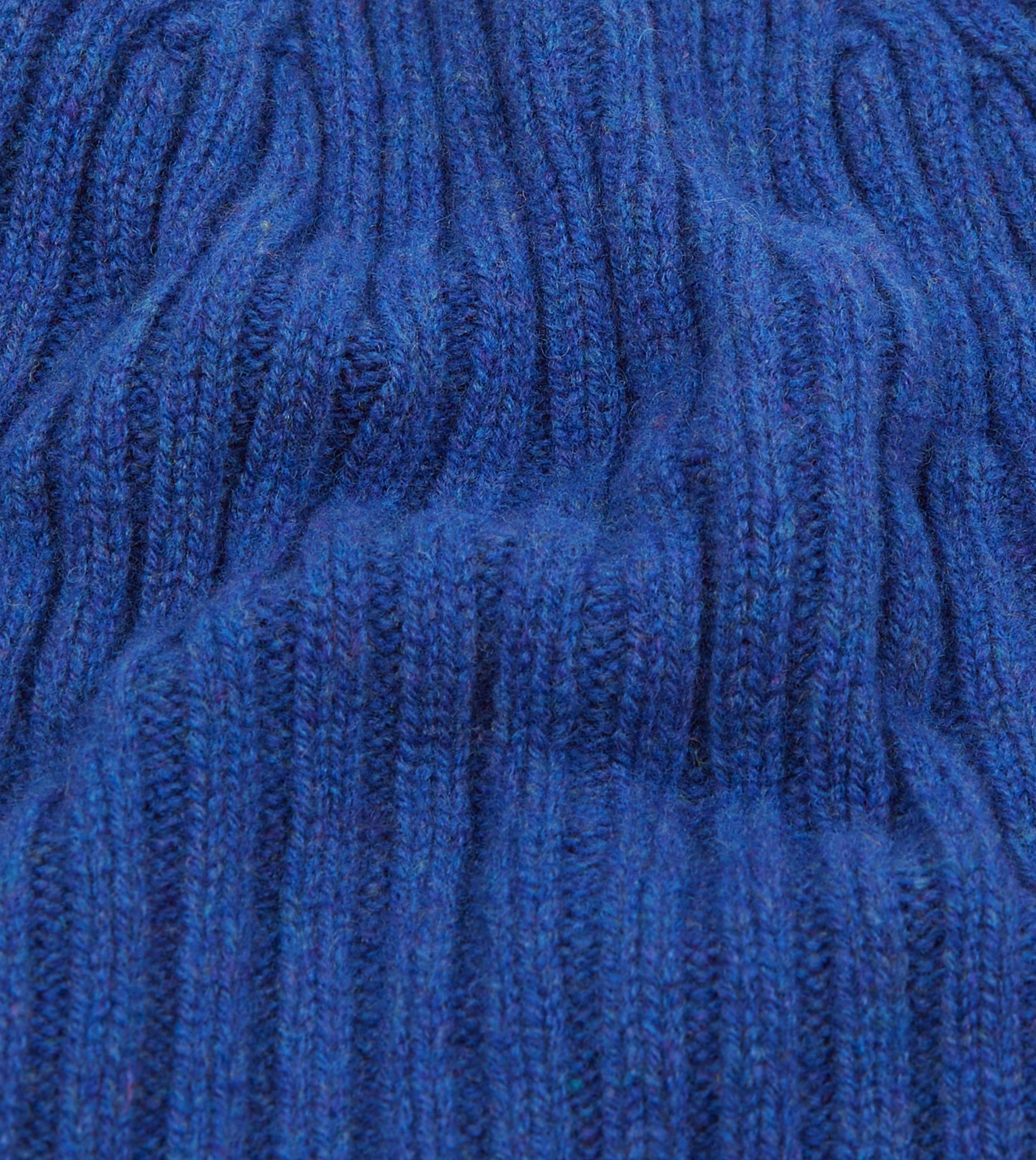 Royal Blue Lambswool Ribbed Knit Cap - Image 2