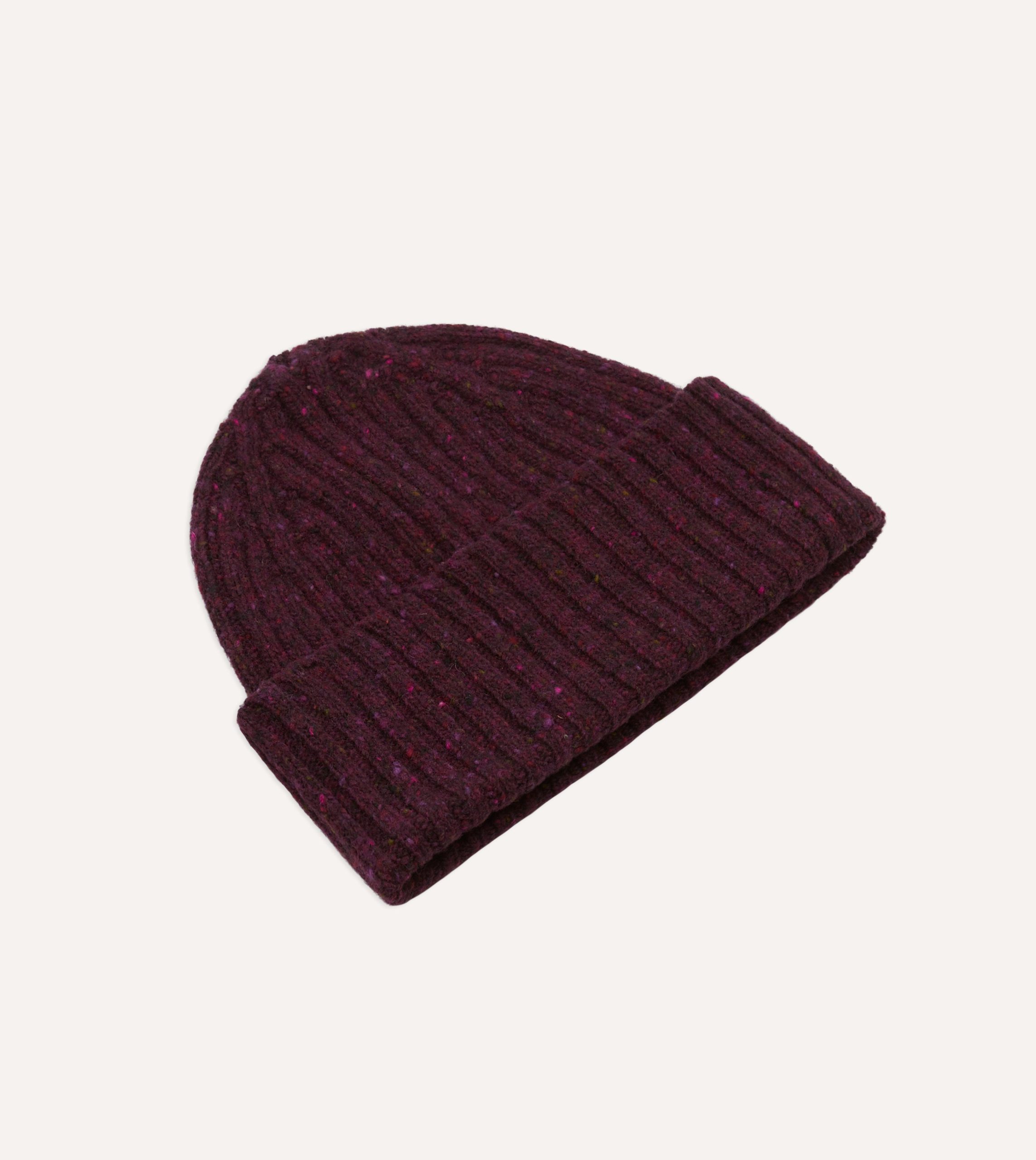 Purple Donegal Ribbed Merino Knit Cap - Image 4