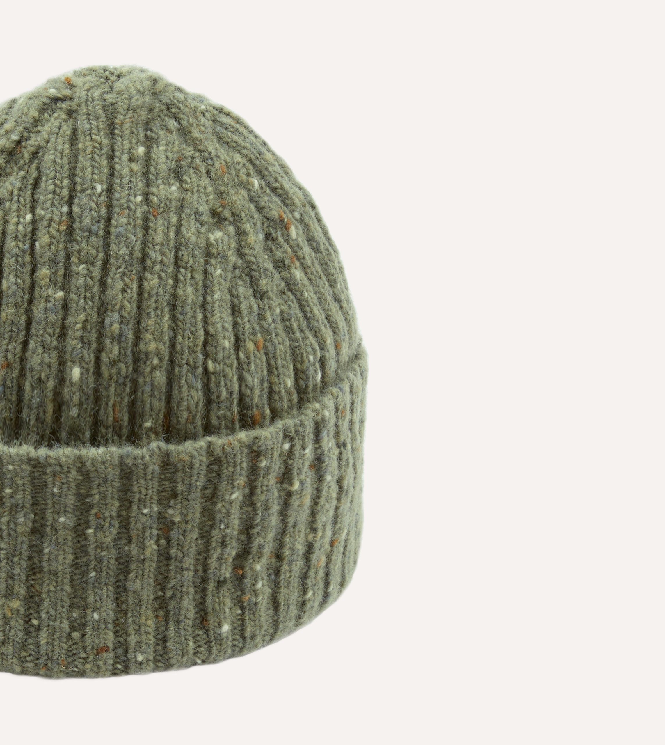 Light Green Donegal Ribbed Merino Knit Cap - Image 3