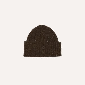 Brown Donegal Ribbed Merino Knit Cap