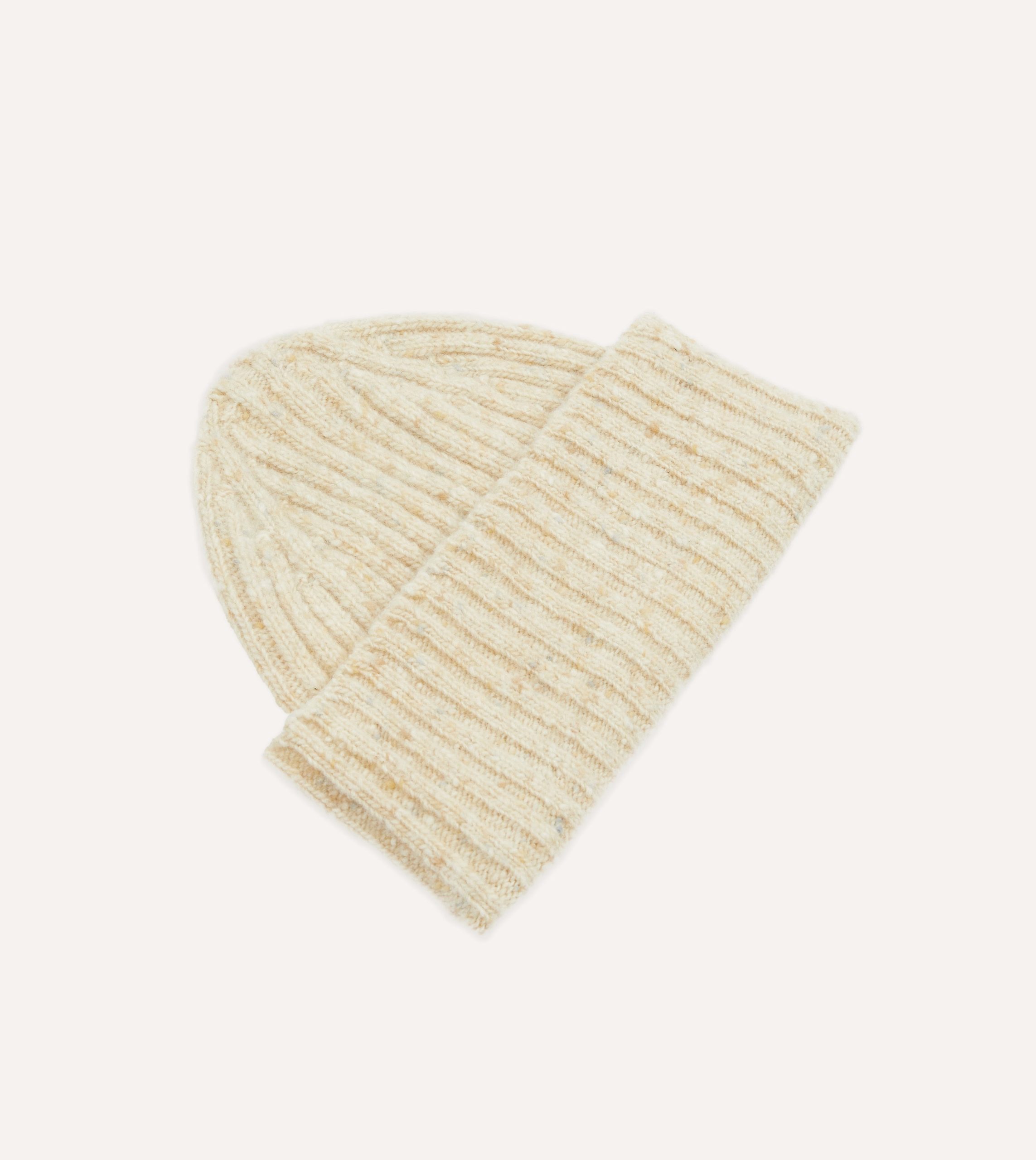 Oatmeal Donegal Ribbed Merino Knit Cap - Image 4