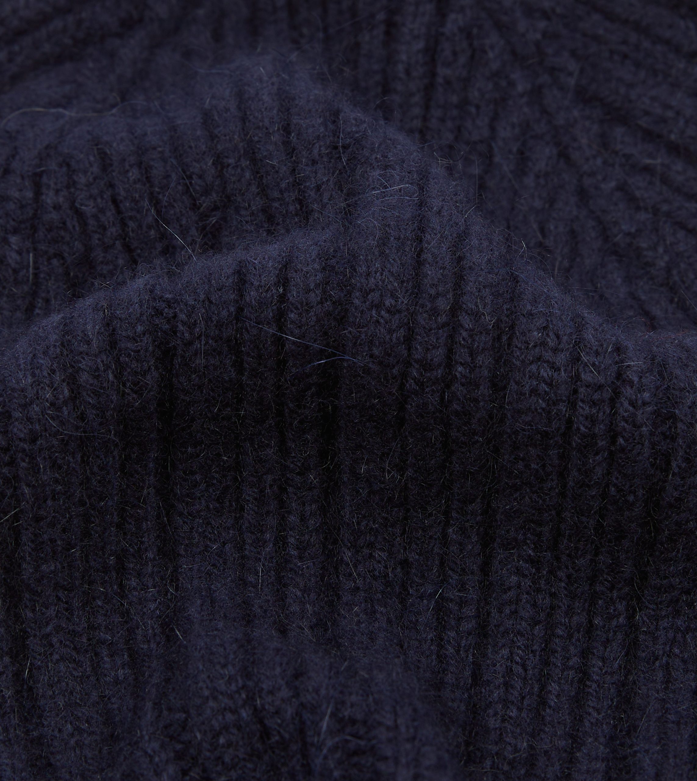 Navy Angora Lambswool Ribbed Knit Cap - Image 2