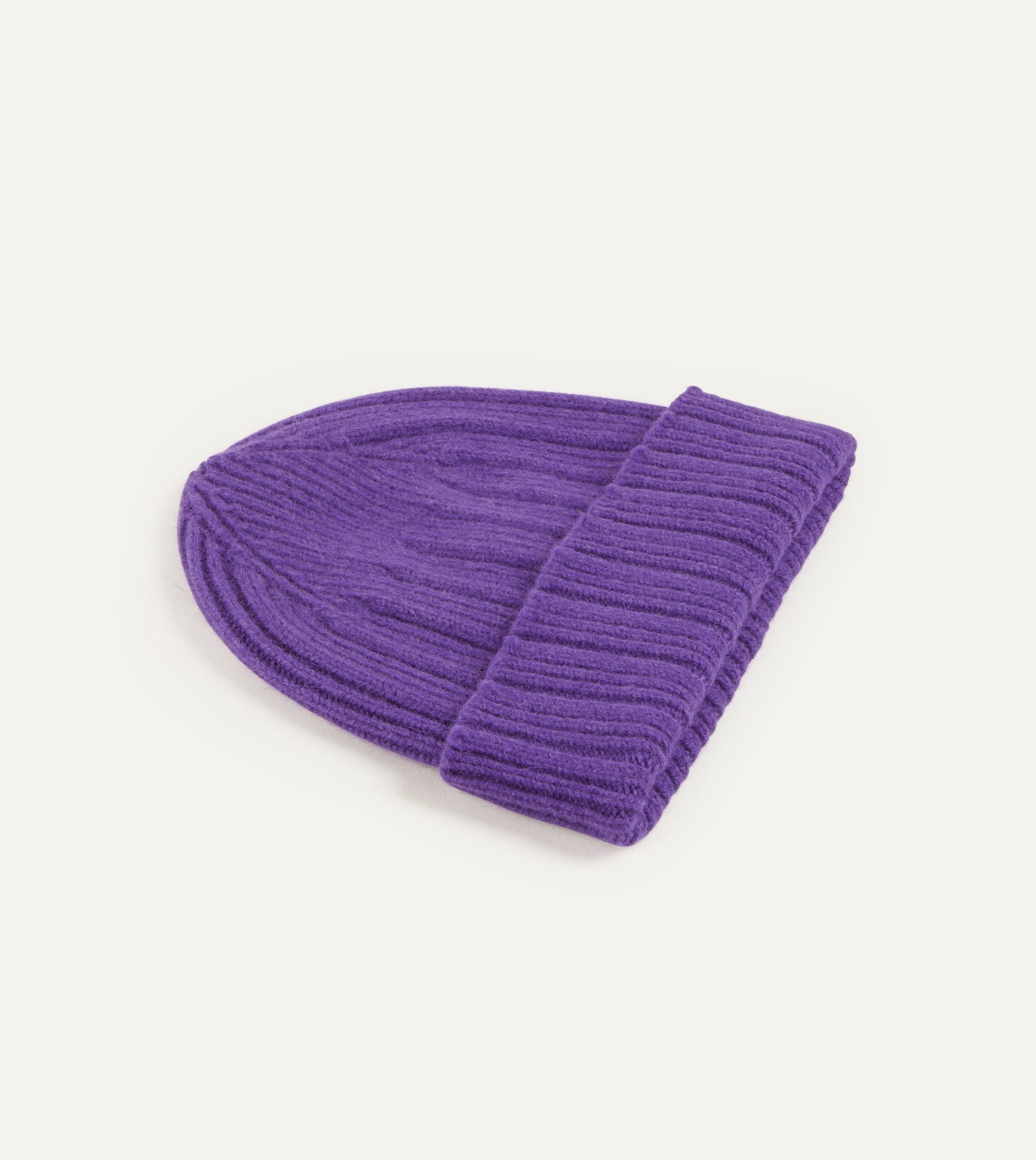 Purple Angora Lambswool Ribbed Knit Cap - Image 3