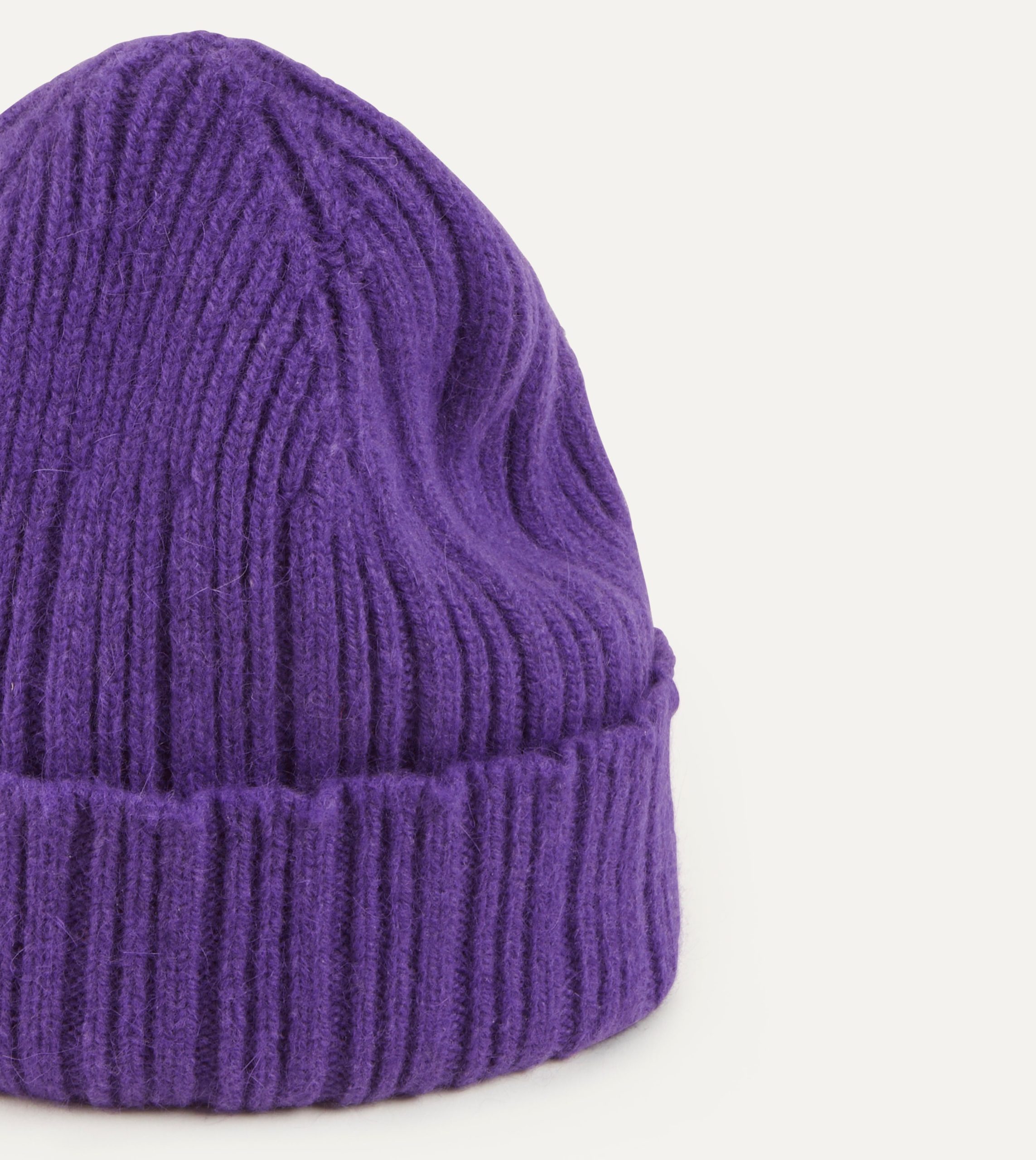 Purple Angora Lambswool Ribbed Knit Cap - Image 4