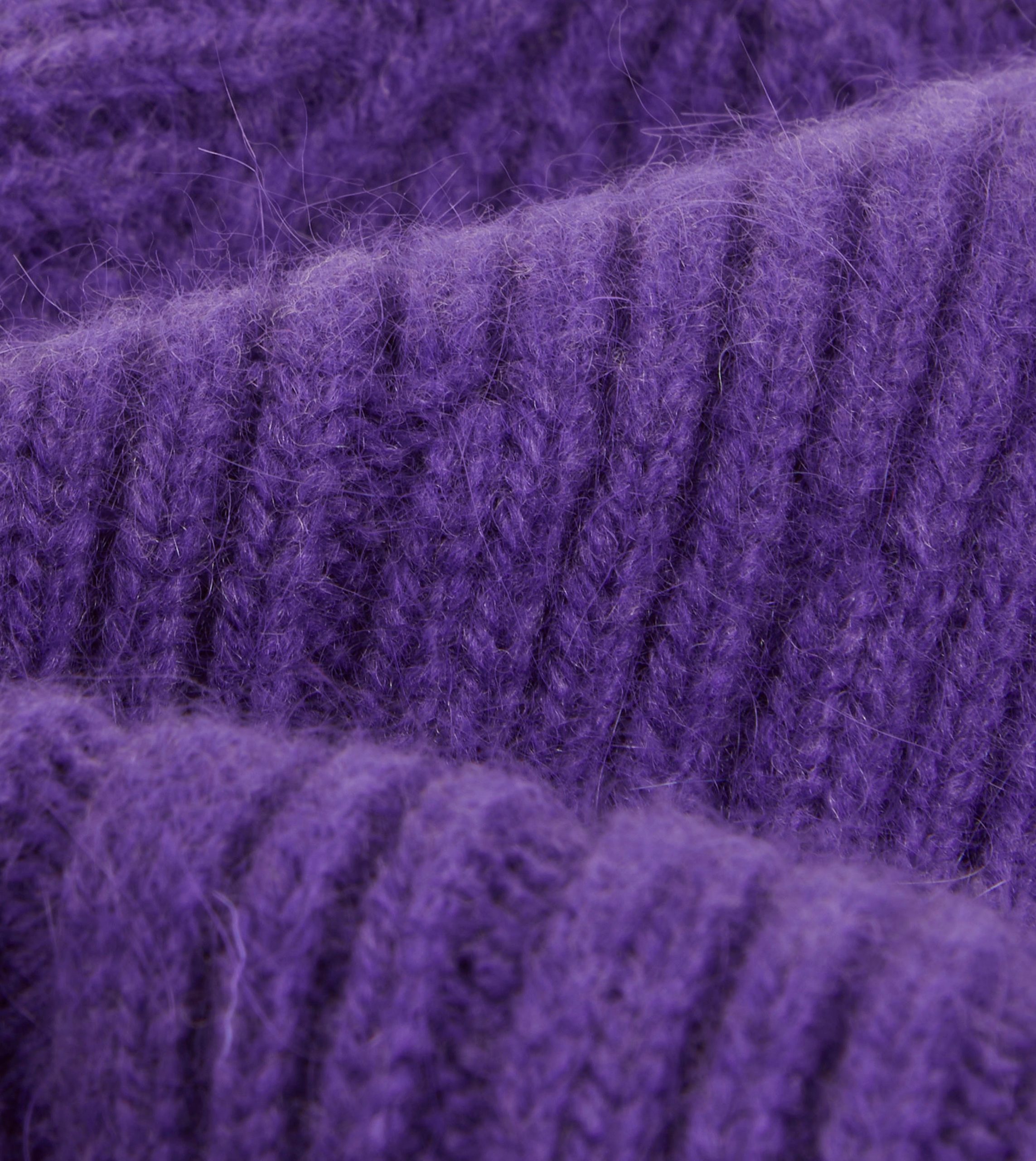 Purple Angora Lambswool Ribbed Knit Cap - Image 2