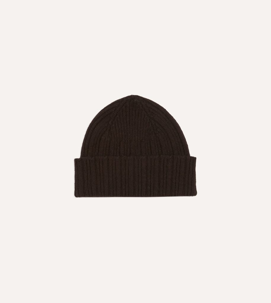 Brown Geelongora Ribbed Knit Cap