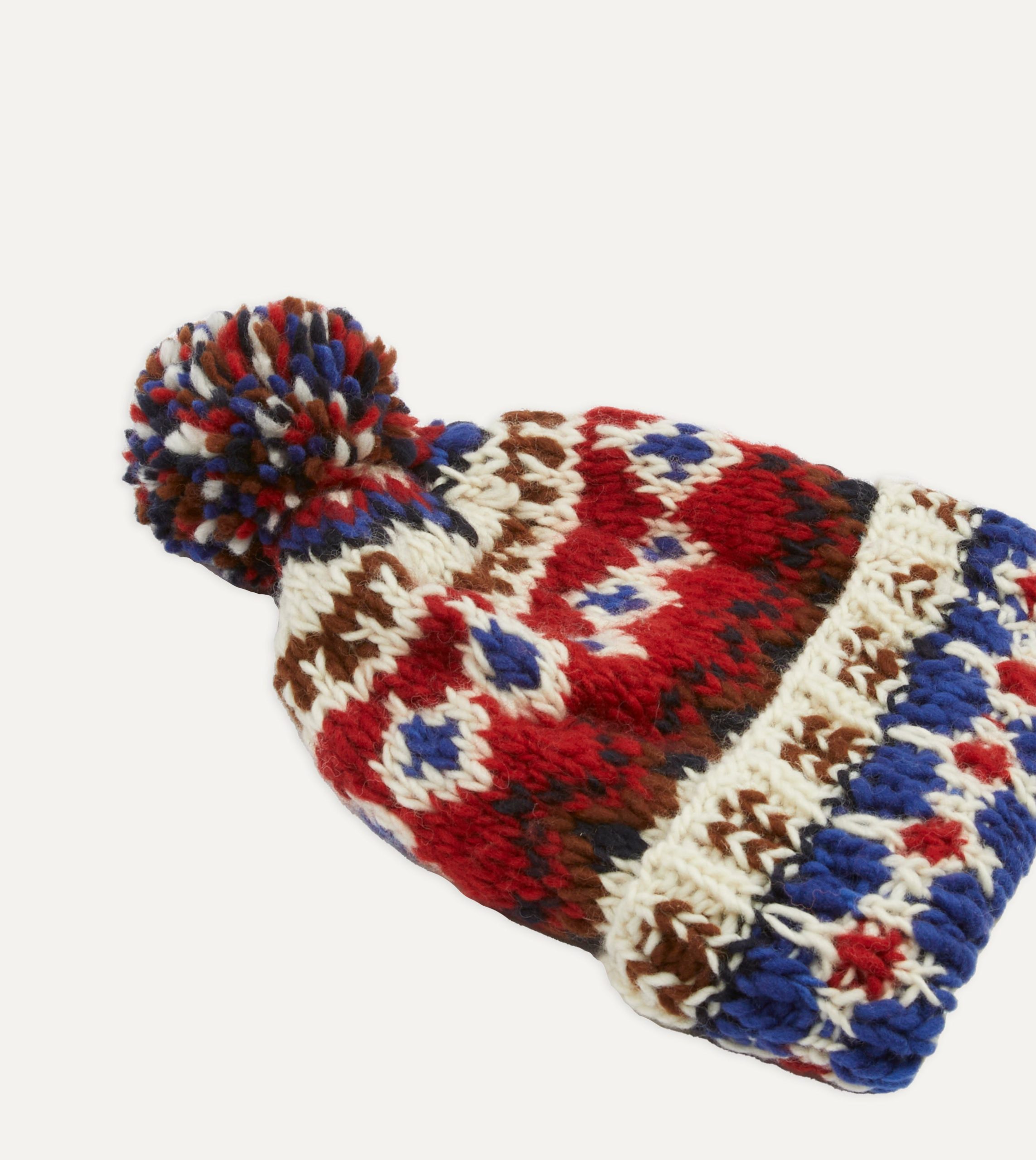 Chamula for Drake's Ecru Fairisle Merino Knit Cap - Image 3