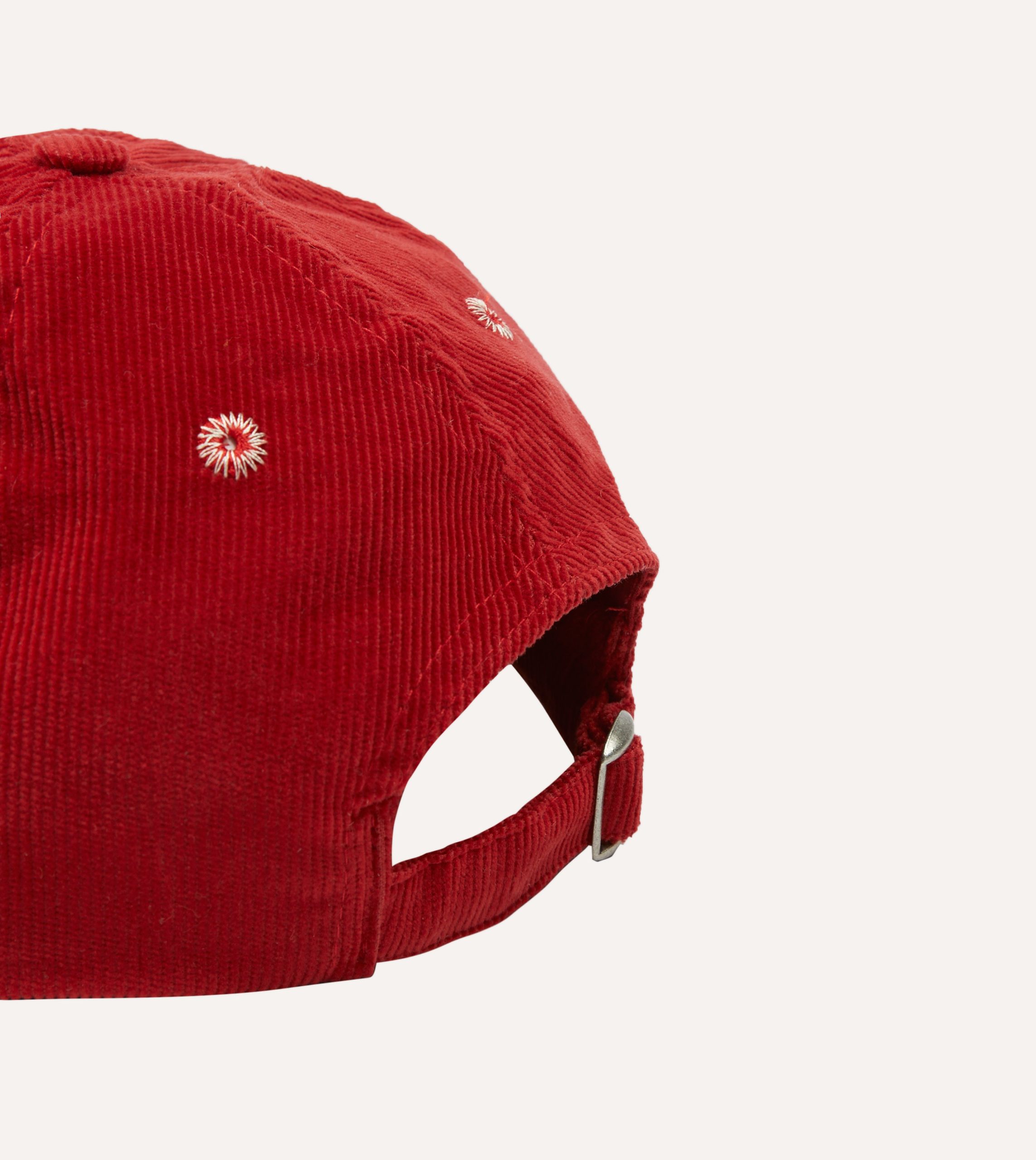 Red 'D' Emblem Cotton Corduroy Baseball Cap - Image 2