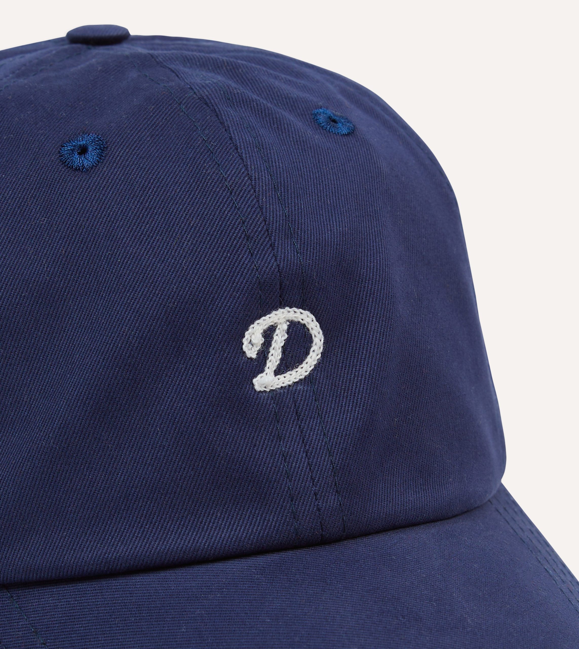 Navy Chainstitch 'D' Cotton Twill Baseball Cap - Image 3