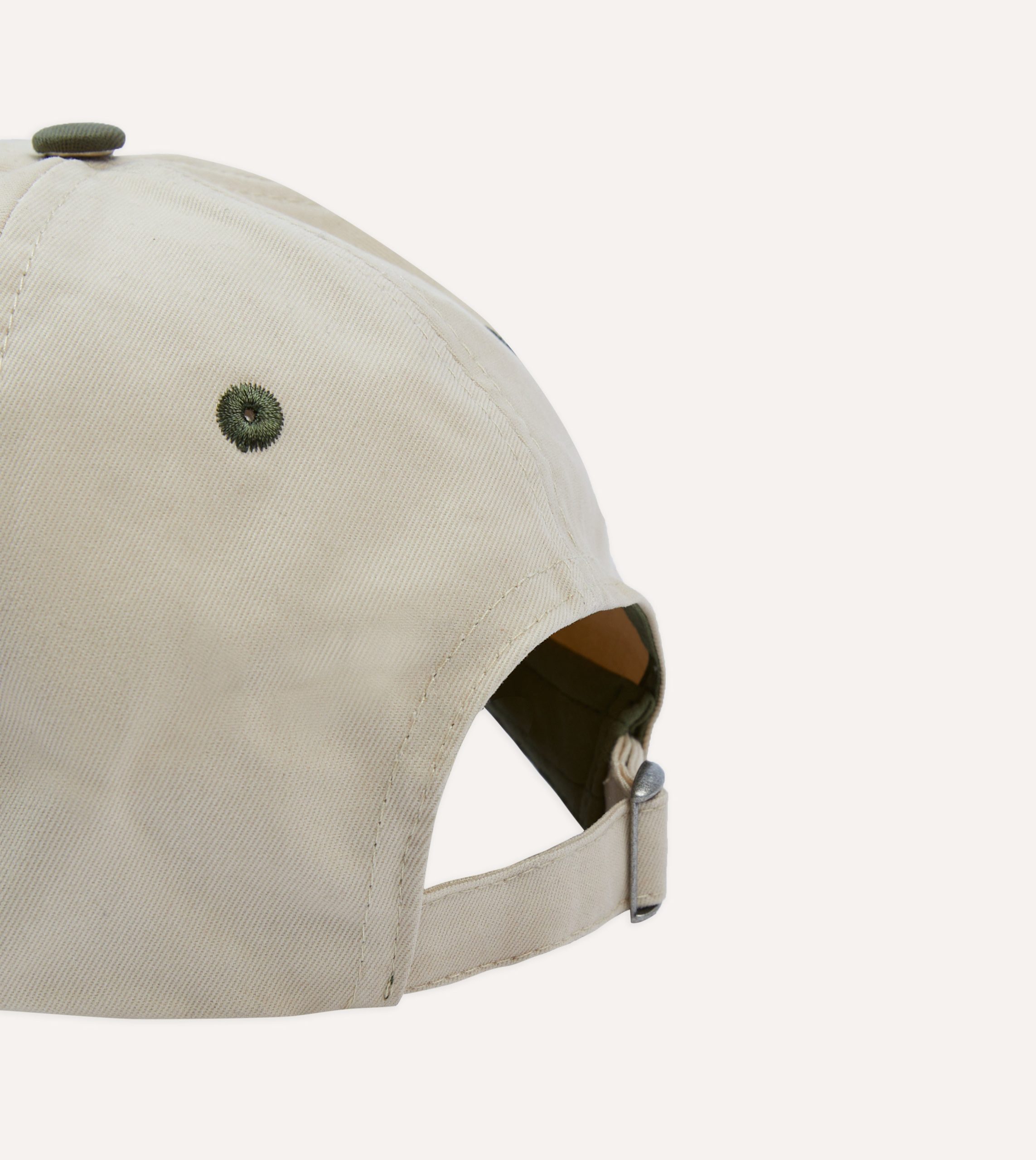 Ecru and Green Kantha Suns Emblem Cotton Baseball Cap - Image 2