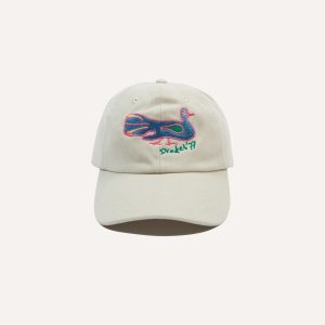 Ecru Peacock Emblem Cotton Baseball Cap