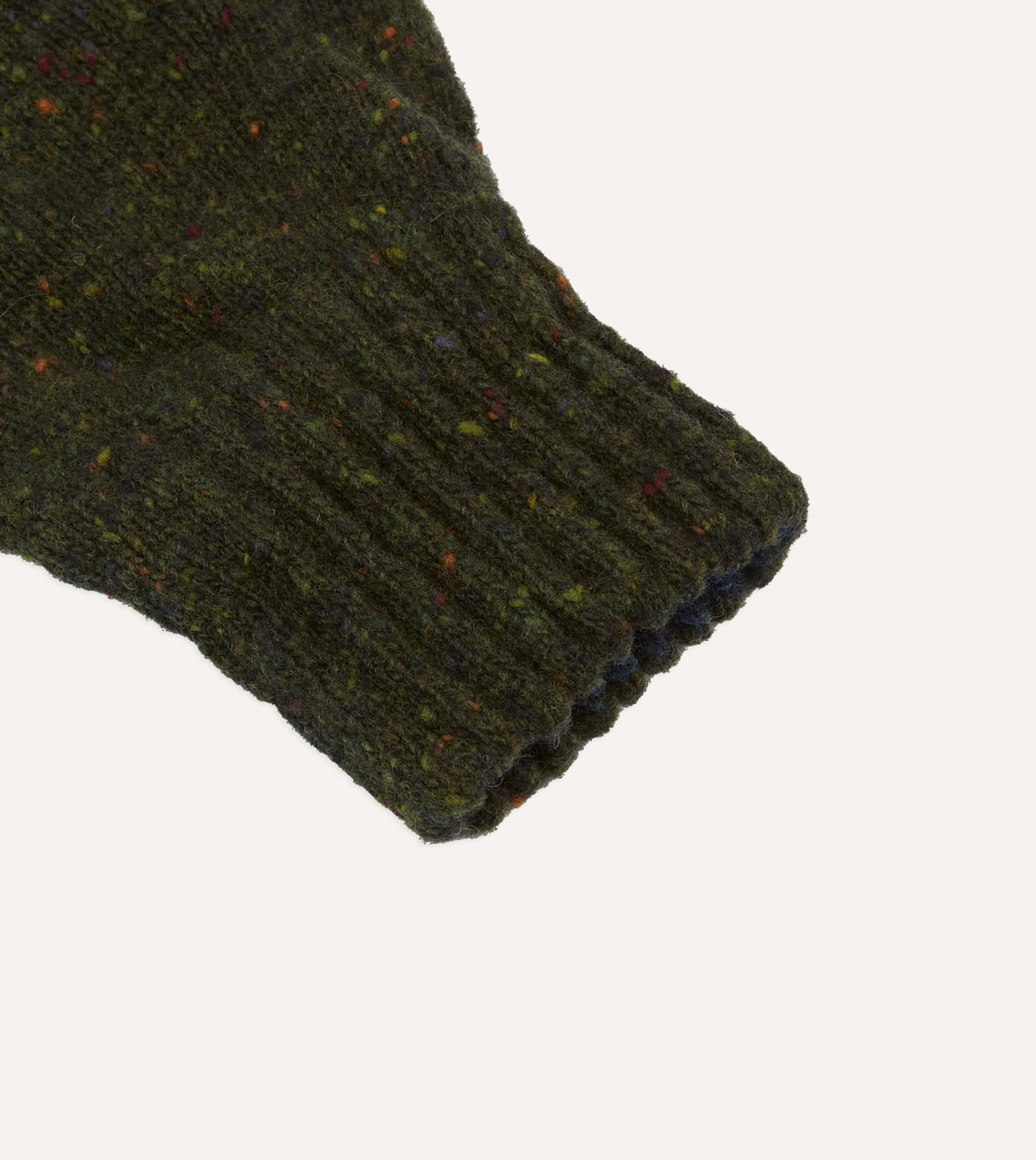 Olive Merino Wool Knitted Gloves - Image 2