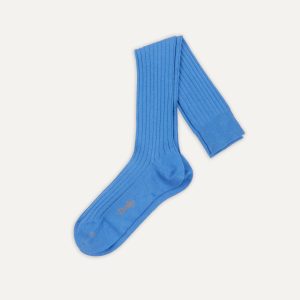 Sky Blue Cotton Over-the-Calf Socks