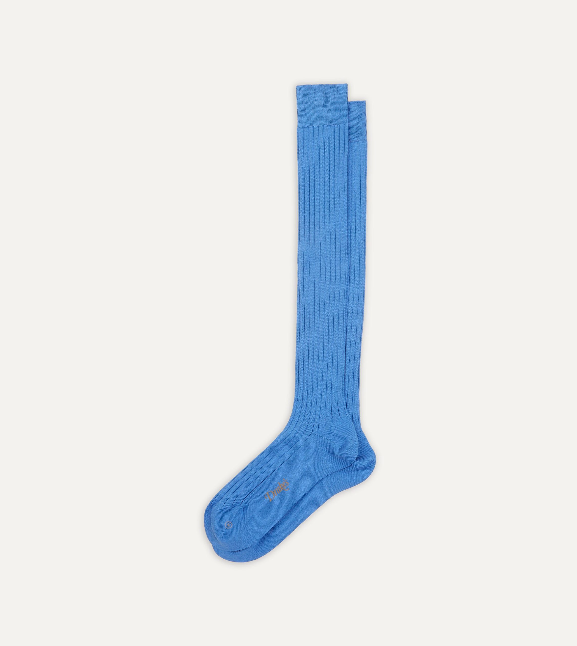 Sky Blue Cotton Over-the-Calf Socks - Image 4