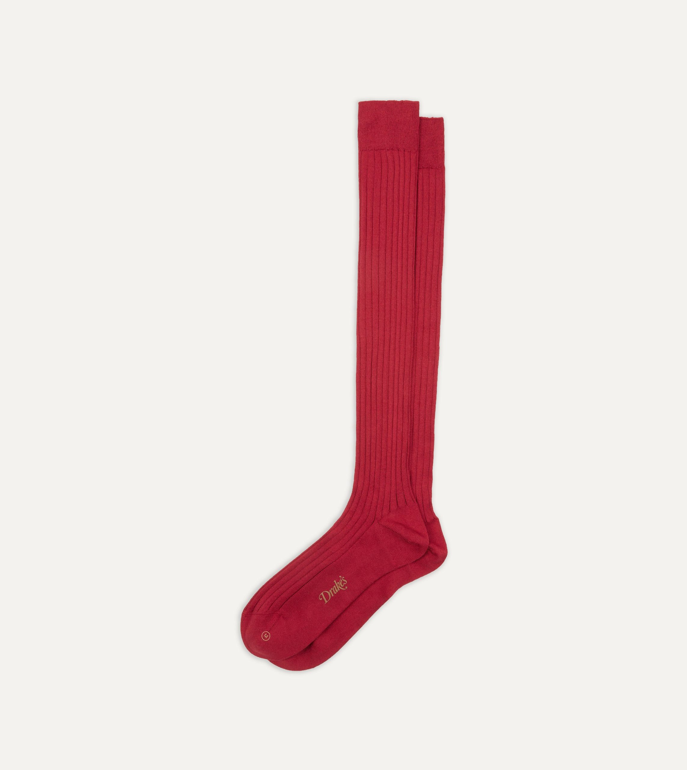 Red Cotton Over-the-Calf Socks - Image 4