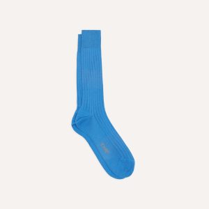 Sky Blue Cotton Mid-Calf Socks