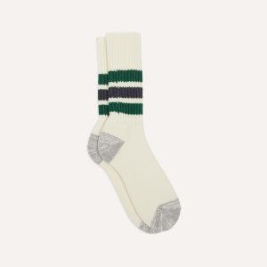 RoToTo Green and Grey Cotton Crew Socks