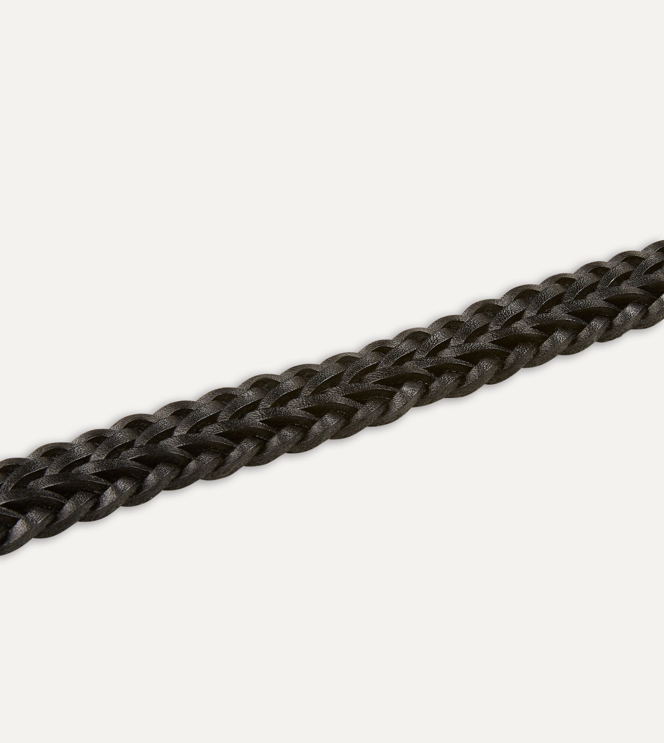 Black Plaited Bridle Leather Belt with Brass Buckle - Image 4
