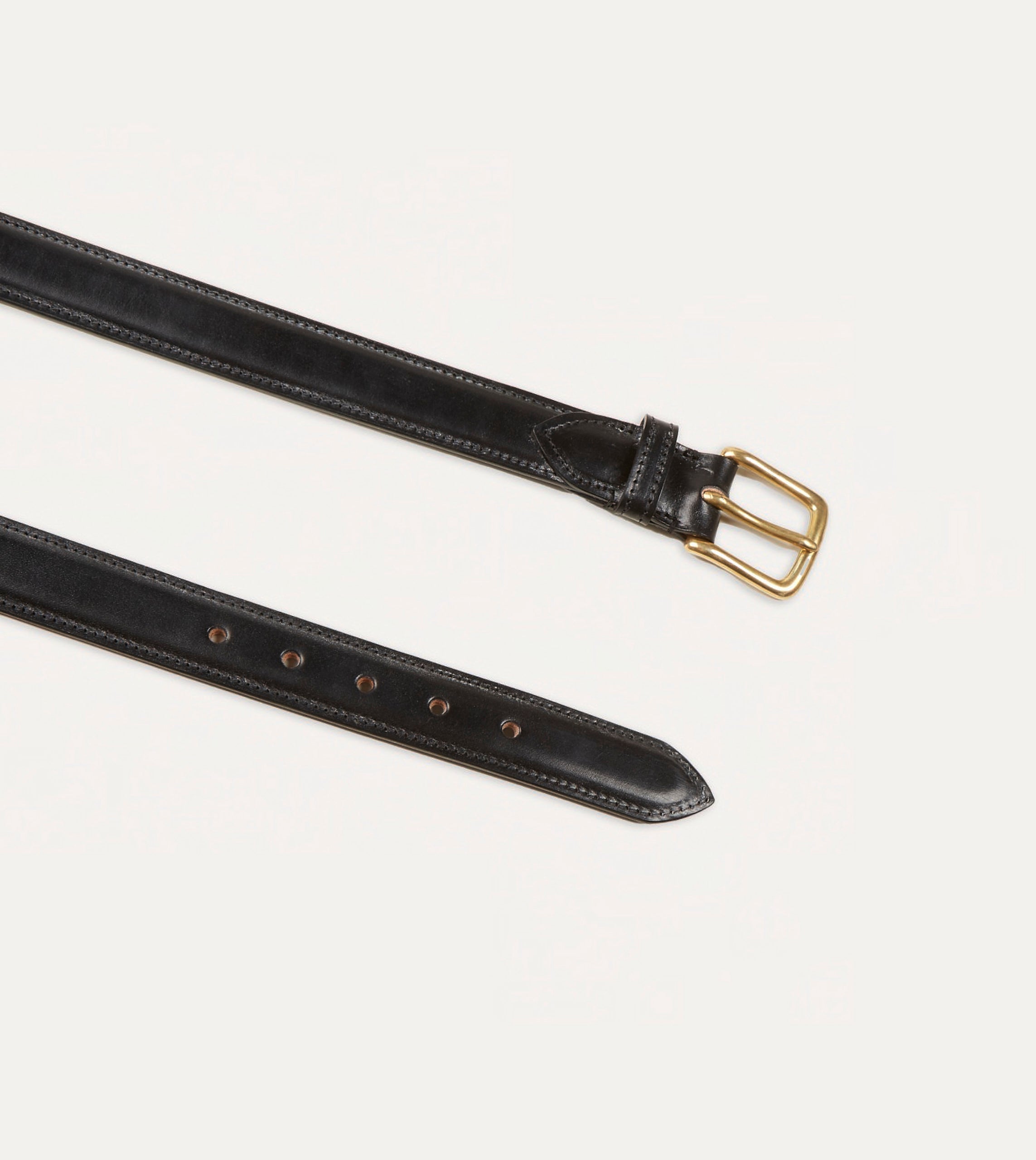 Black Fully Lined Bridle Leather Belt with Brass Buckle - Image 2