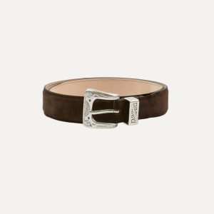 Dark Brown Suede Western Belt