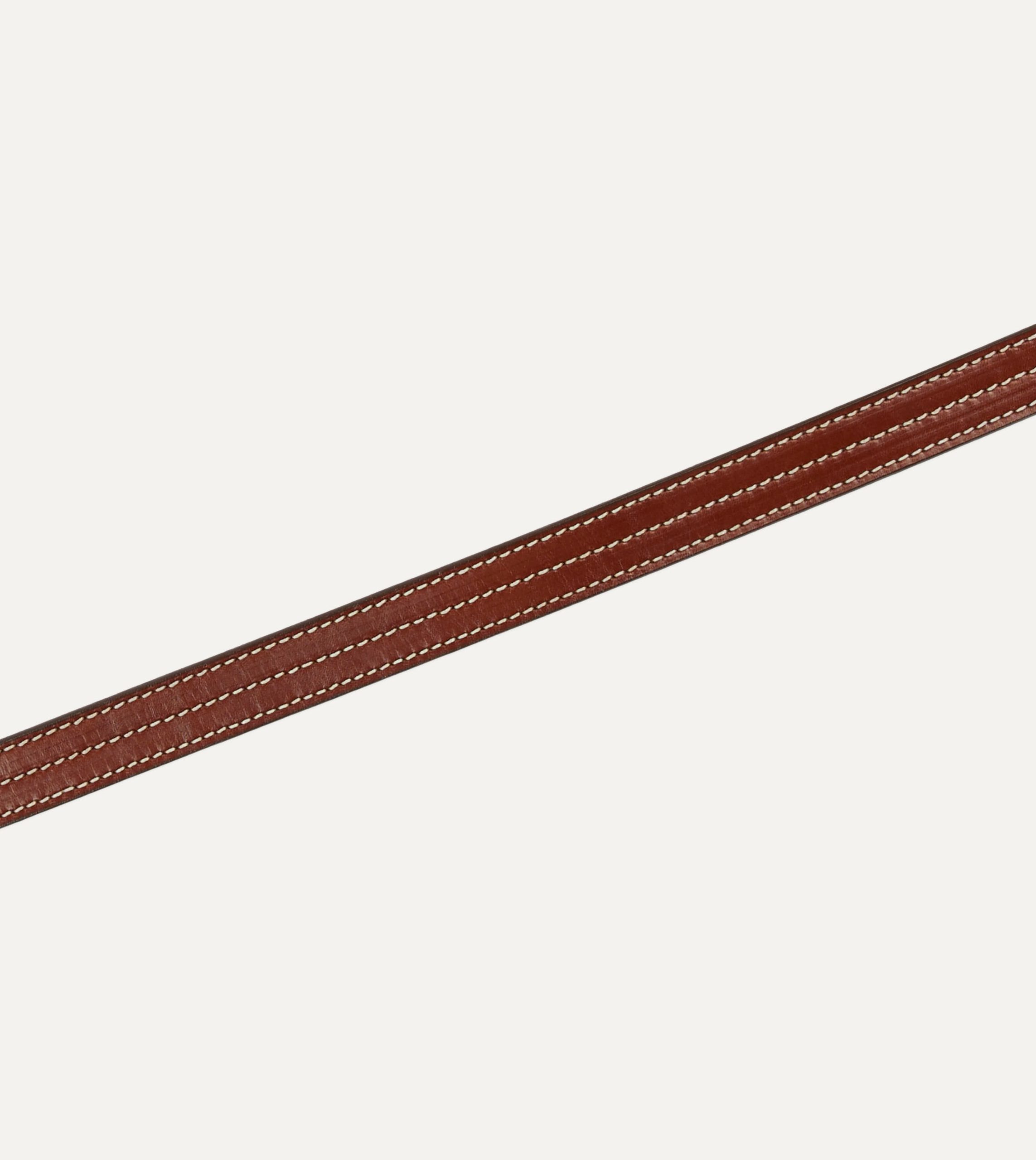 Yuketen Brown Triple Stitched Leather Belt - Image 3