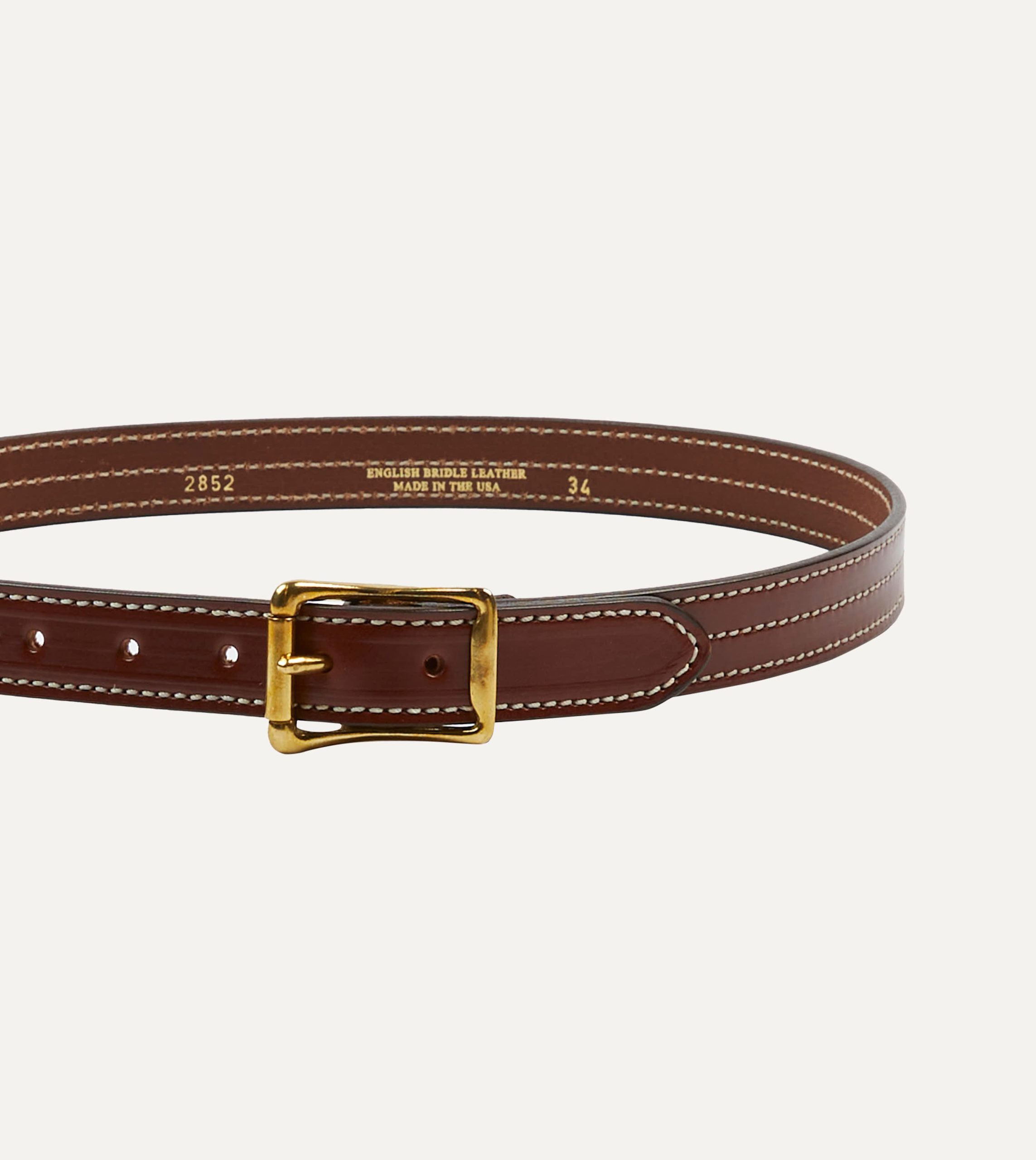 Yuketen Brown Triple Stitched Leather Belt - Image 4