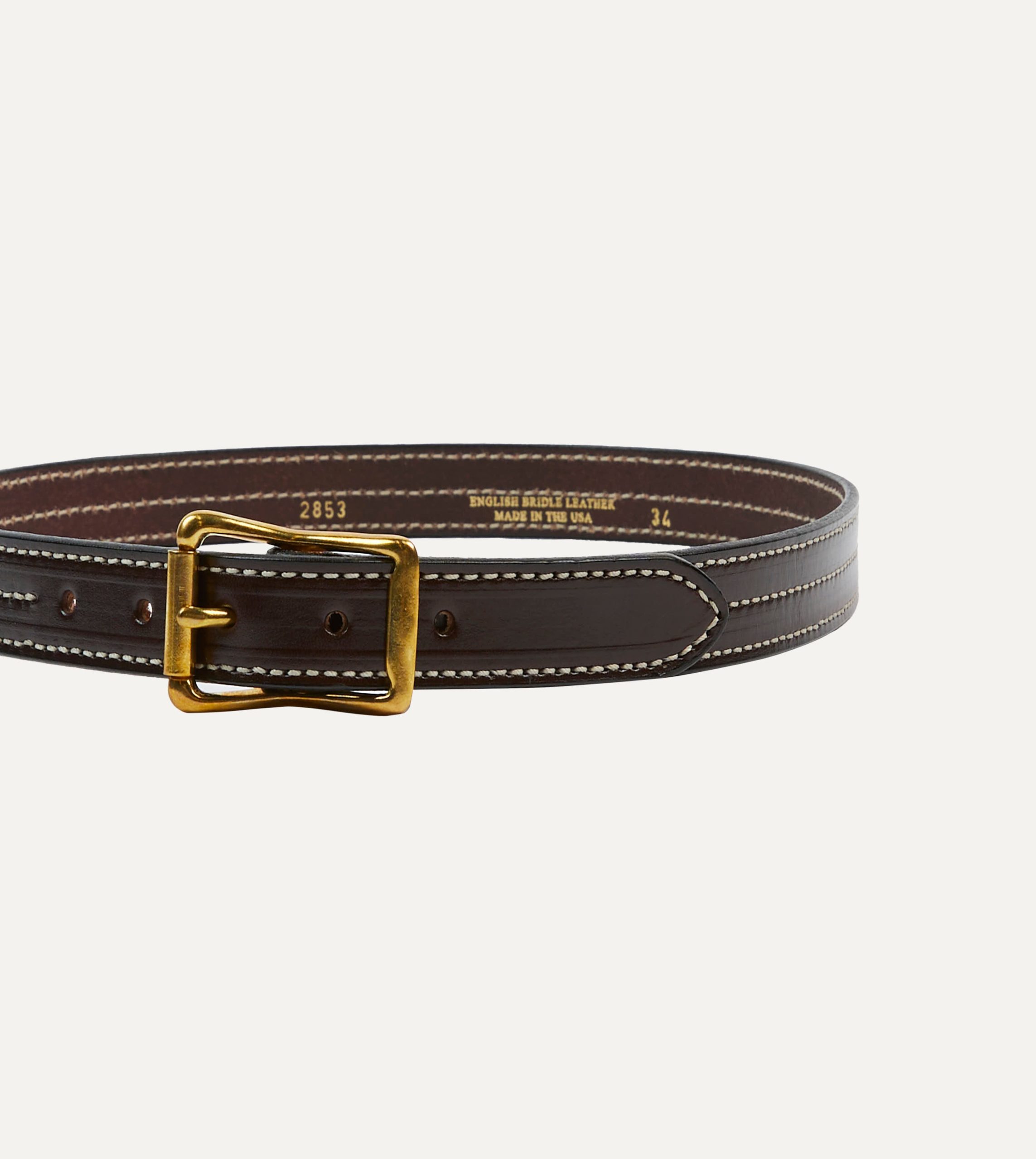 Yuketen Dark Brown Triple Stitched Leather Belt - Image 4