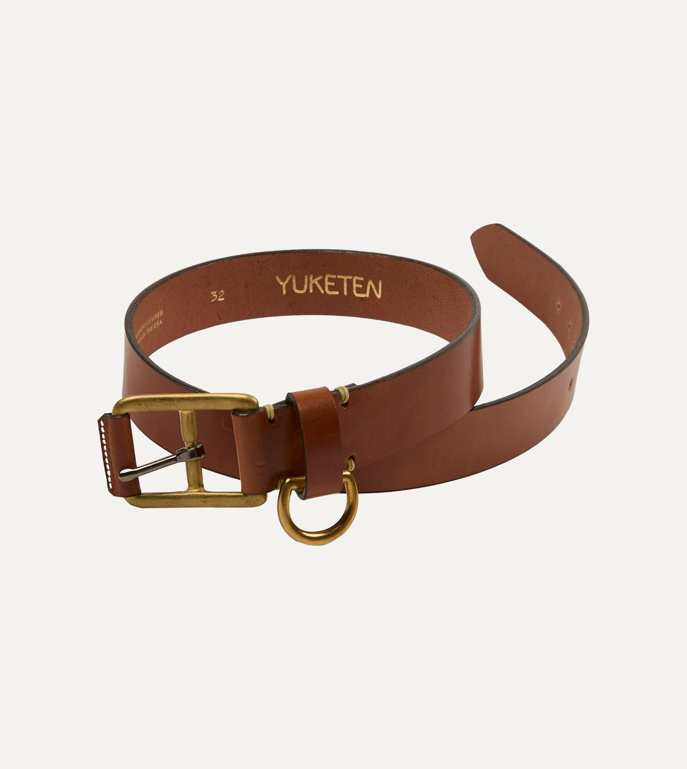 Yuketen Buck Brown Stitched D-Ring Belt - Image 5