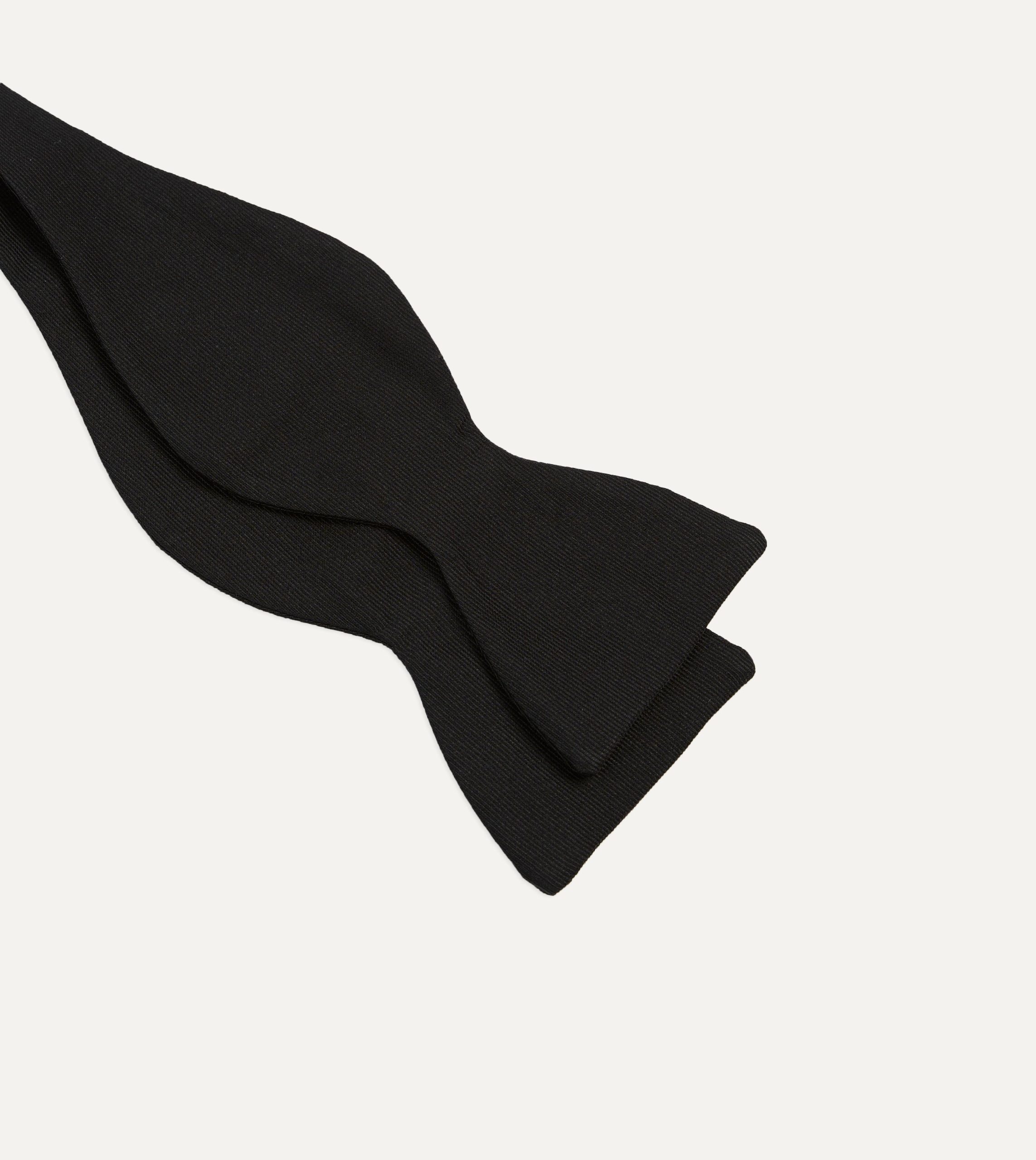 Black Self-Tie Silk Butterfly Bow Tie - Image 2